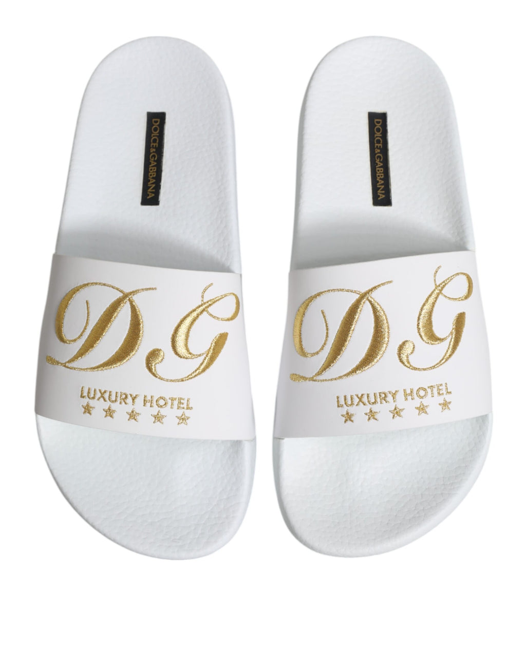 Sandales Dolce & Gabbana en cuir blanc pour la plage, chaussures de plage élégantes et confortables.