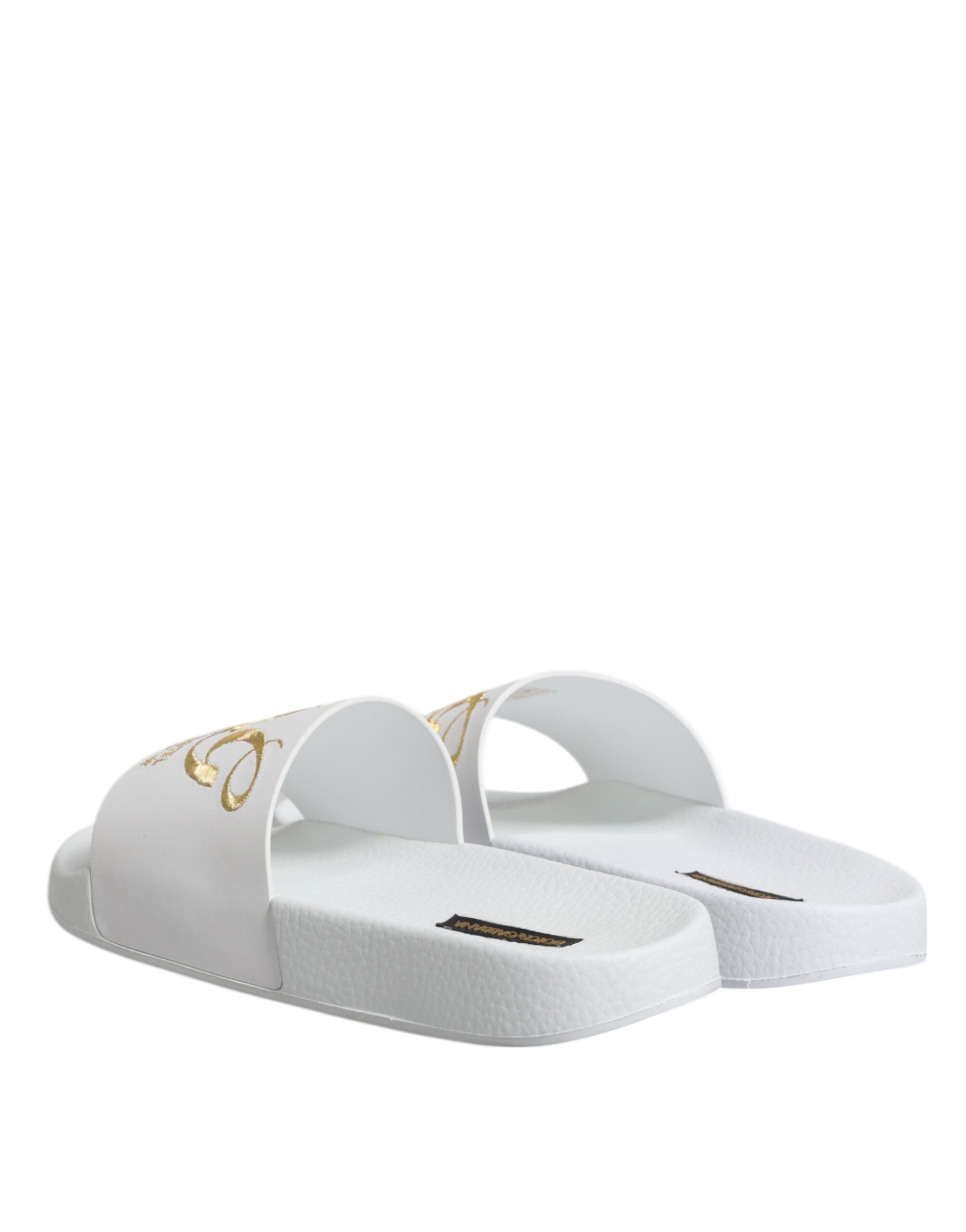 Sandales blanches en cuir Dolce & Gabbana, chaussures d'été décontractées pour la plage et la promenade.