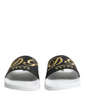 Sandales en cuir blanc et noir Dolce & Gabbana pour plage, chaussures élégantes pour la plage et la détente.
