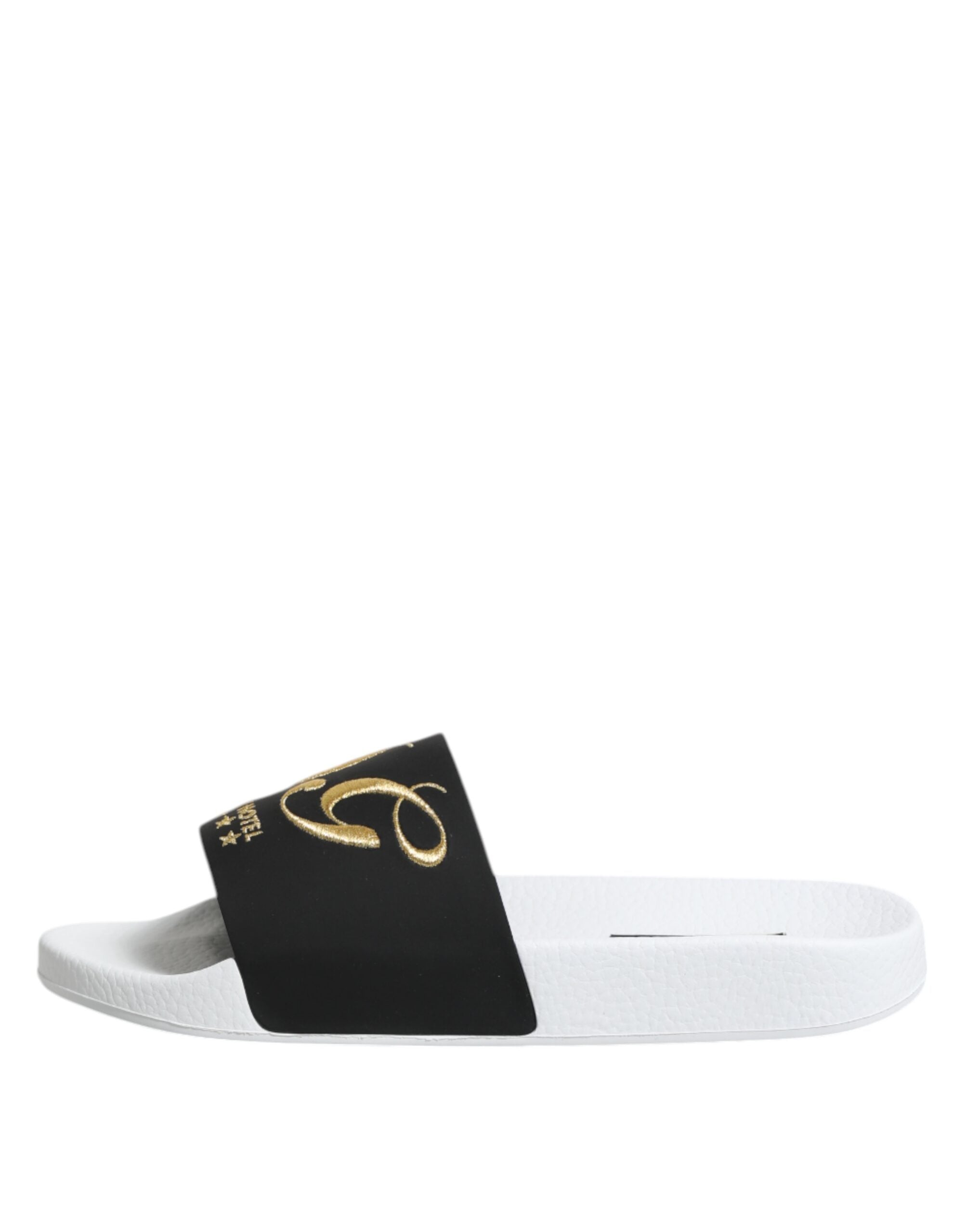 Sandales en cuir blanc et noir Dolce & Gabbana pour la plage, chaussures confortables et élégantes pour la plage ou la ville.