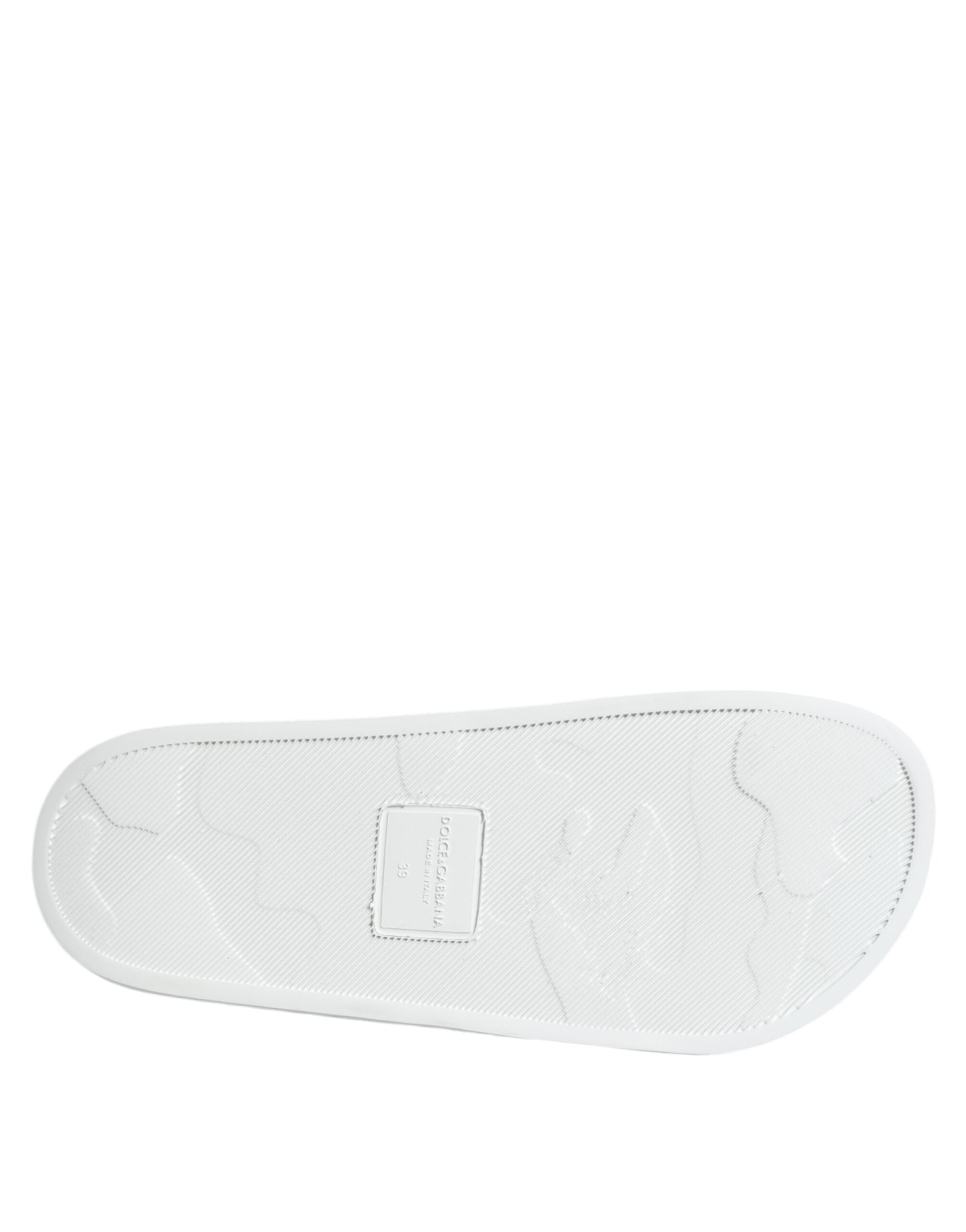 Sandales en cuir blanc et noir Dolce & Gabbana pour la plage, chaussures élégantes et confortables pour l'été.