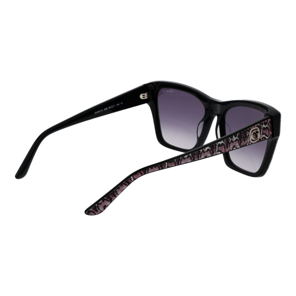 Lunettes de soleil Guess en acétate noir avec monture élégante et design moderne, vue de face.