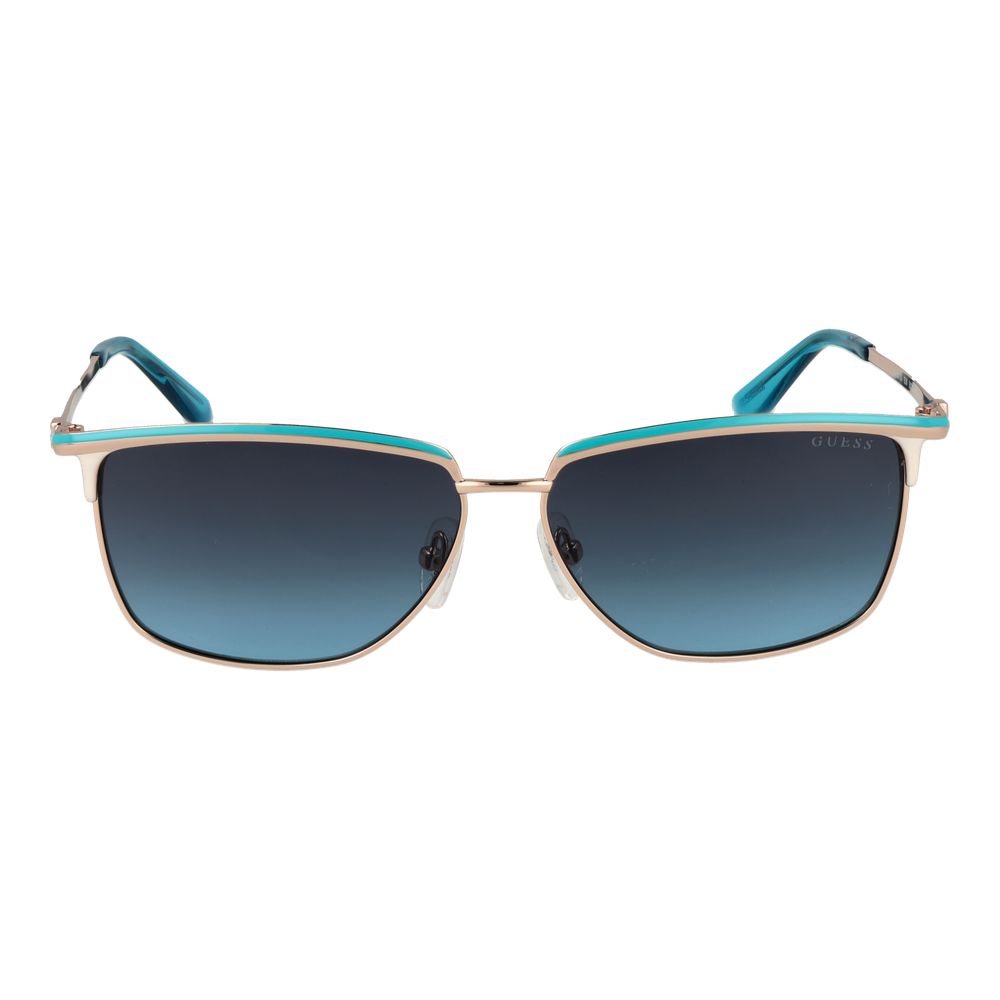 Lunettes de soleil en métal doré Guess, style élégant avec monture fine et verres foncés pour un look sophistiqué.