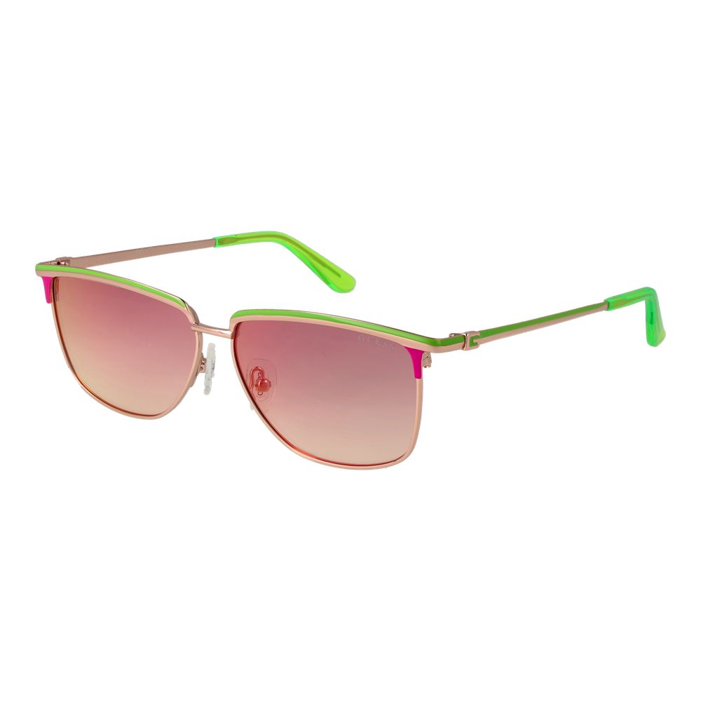 Lunettes de soleil bicolores en métal Guess avec monture élégante et branches fines, mode et protection solaire.