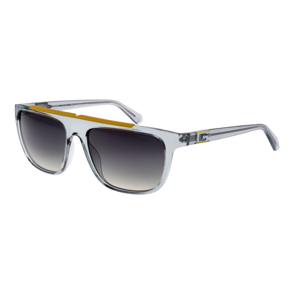 Lunettes de soleil en acier inoxydable gris de marque Guess, avec monture élégante et design moderne.