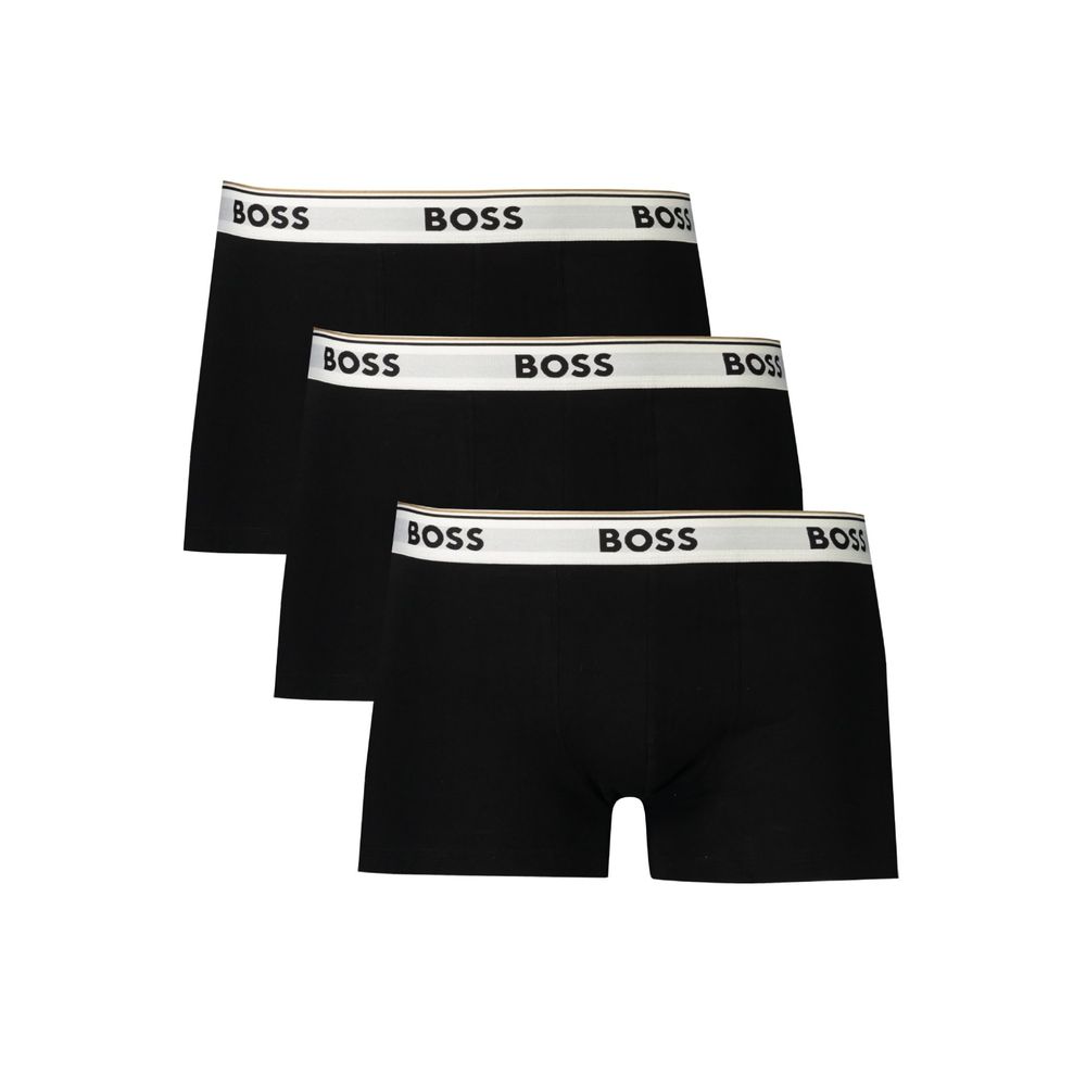 Boxers pour hommes Hugo Boss Nero en coton, sous-vêtements masculins noirs avec logo Hugo Boss visible.
