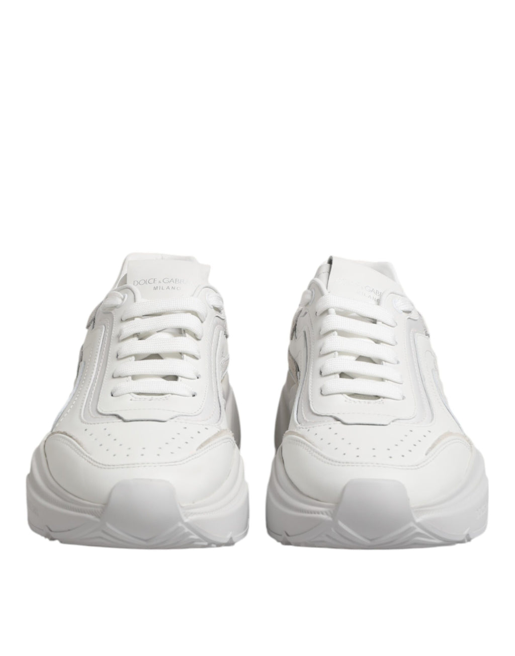 Chaussures basses en cuir blanc Dolce & Gabbana Daymaster, sneakers élégants pour homme avec semelle en caoutchouc.