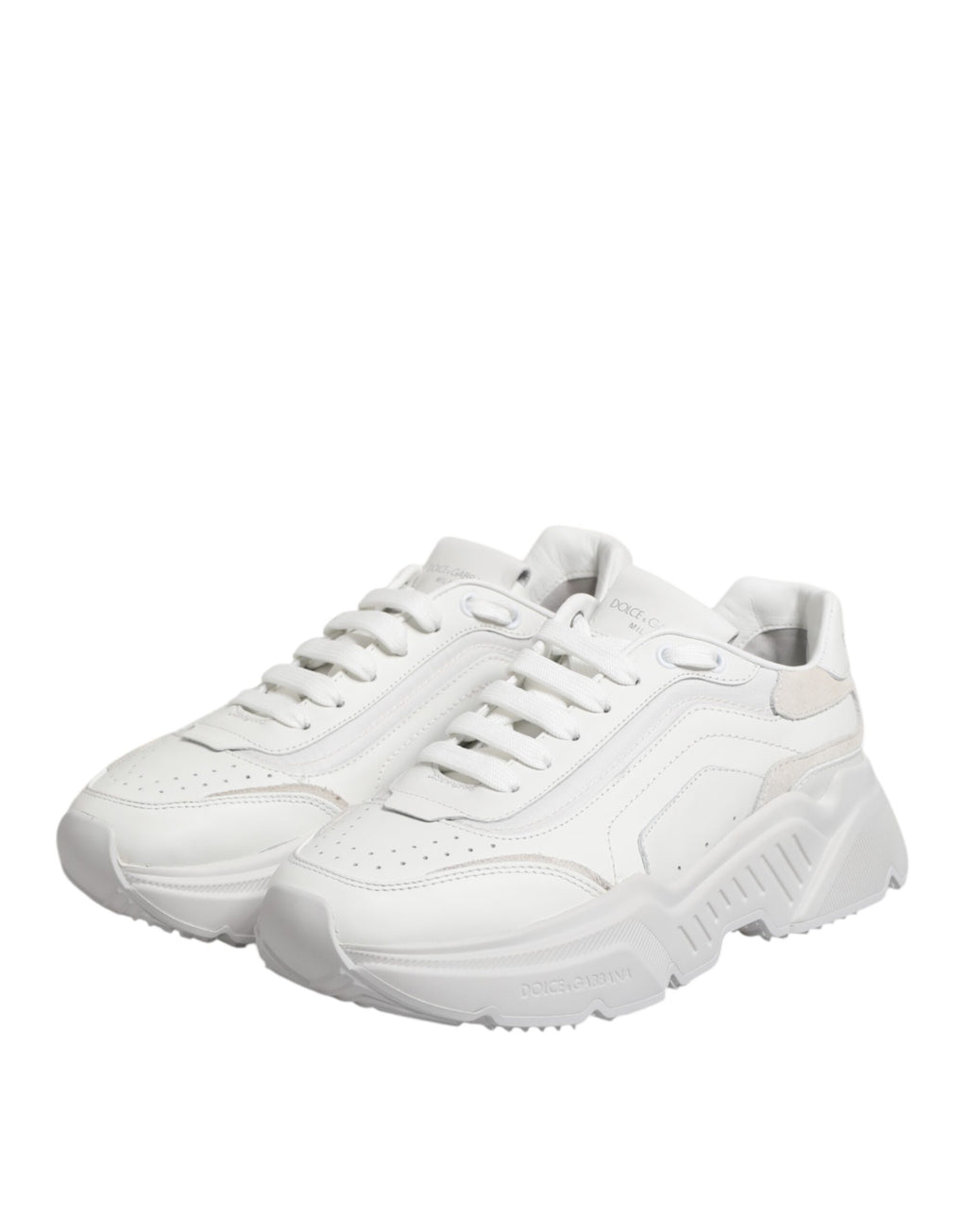 Chaussures sneakers basses en cuir blanc Dolce & Gabbana Daymaster, chaussures de mode pour homme et femme.