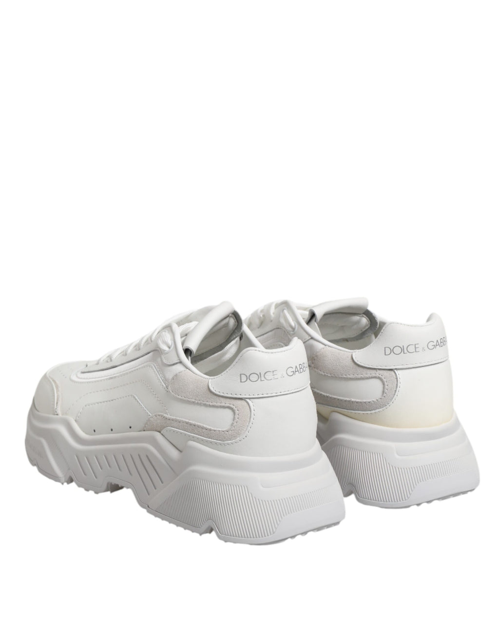 Chaussures basses en cuir blanc Dolce & Gabbana Daymaster, baskets élégantes pour homme, vue de face.