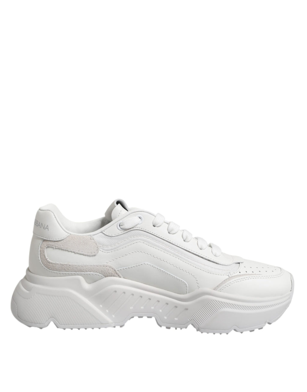 Chaussures Dolce & Gabbana Daymaster blanches en cuir, baskets basses pour homme avec semelle en caoutchouc.