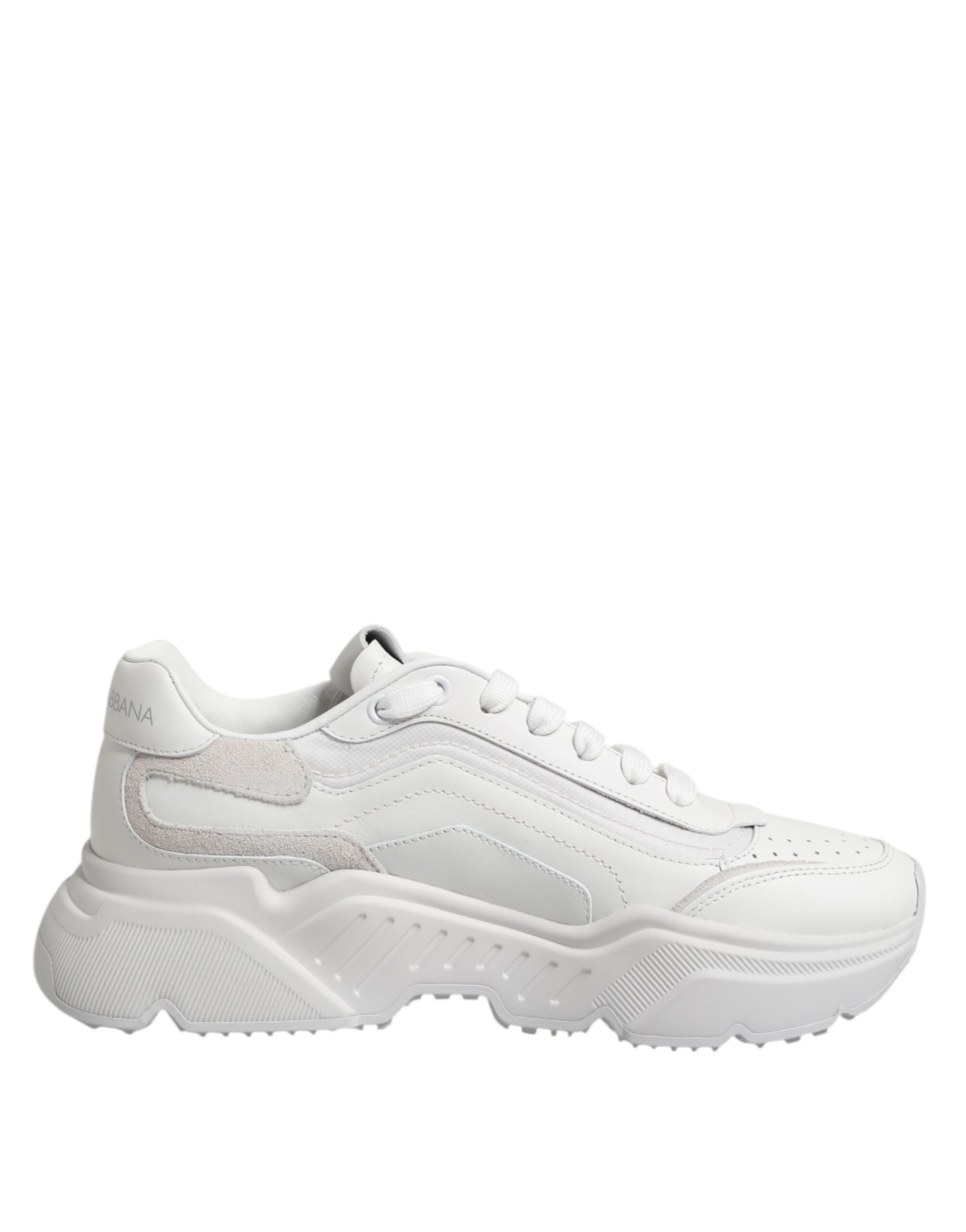 Chaussures Dolce & Gabbana Daymaster blanches en cuir, baskets basses pour homme avec semelle en caoutchouc.