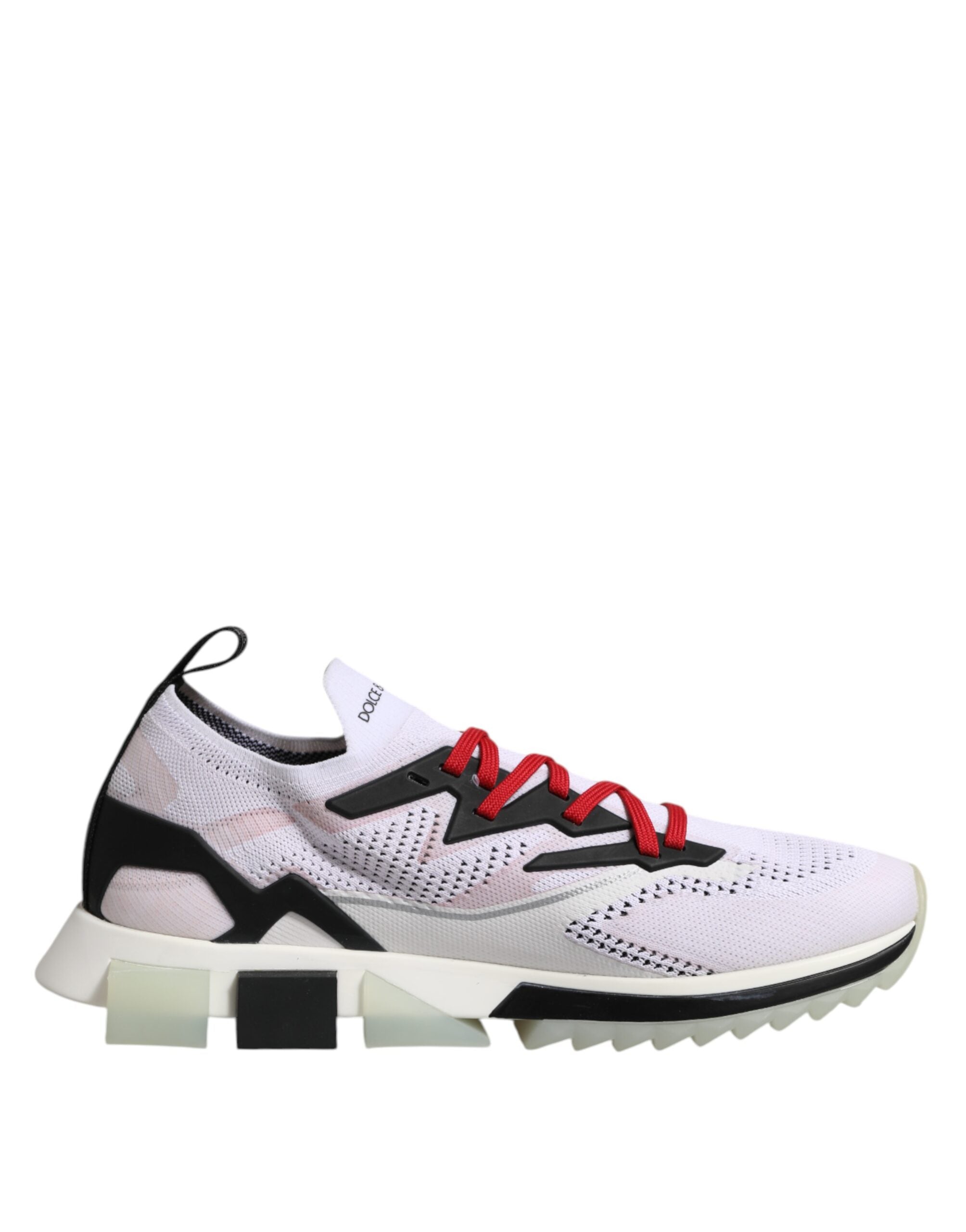 Chaussures de sport blanches Dolce & Gabbana Sorrento en stretch, vue de face, avec détails de design modernes.