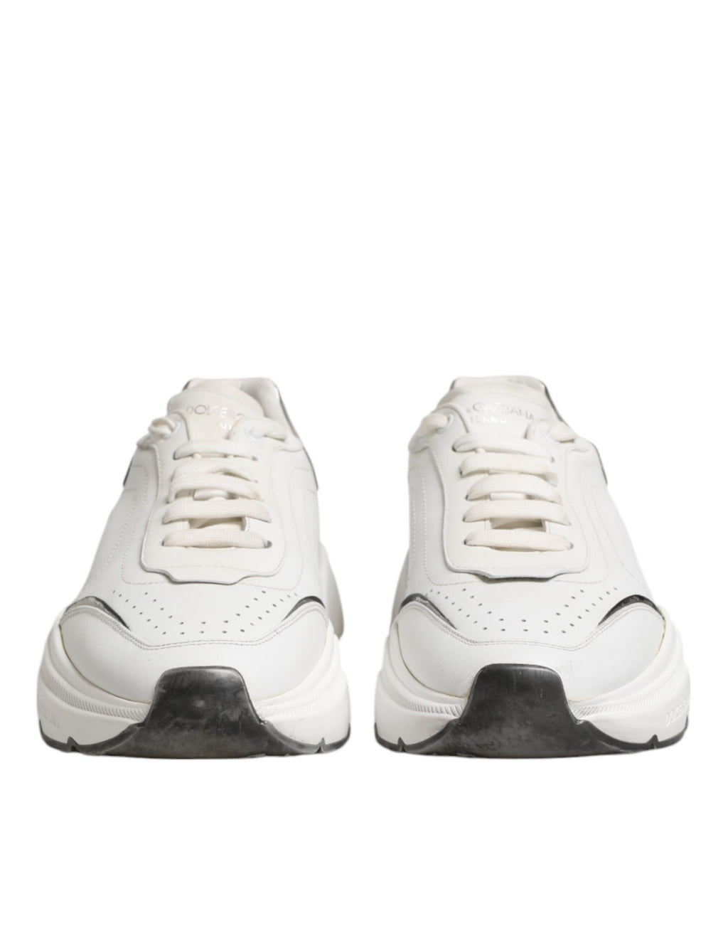 Chaussures basses Dolce & Gabbana Daymaster en cuir blanc, sneakers élégants pour hommes avec semelle en caoutchouc.