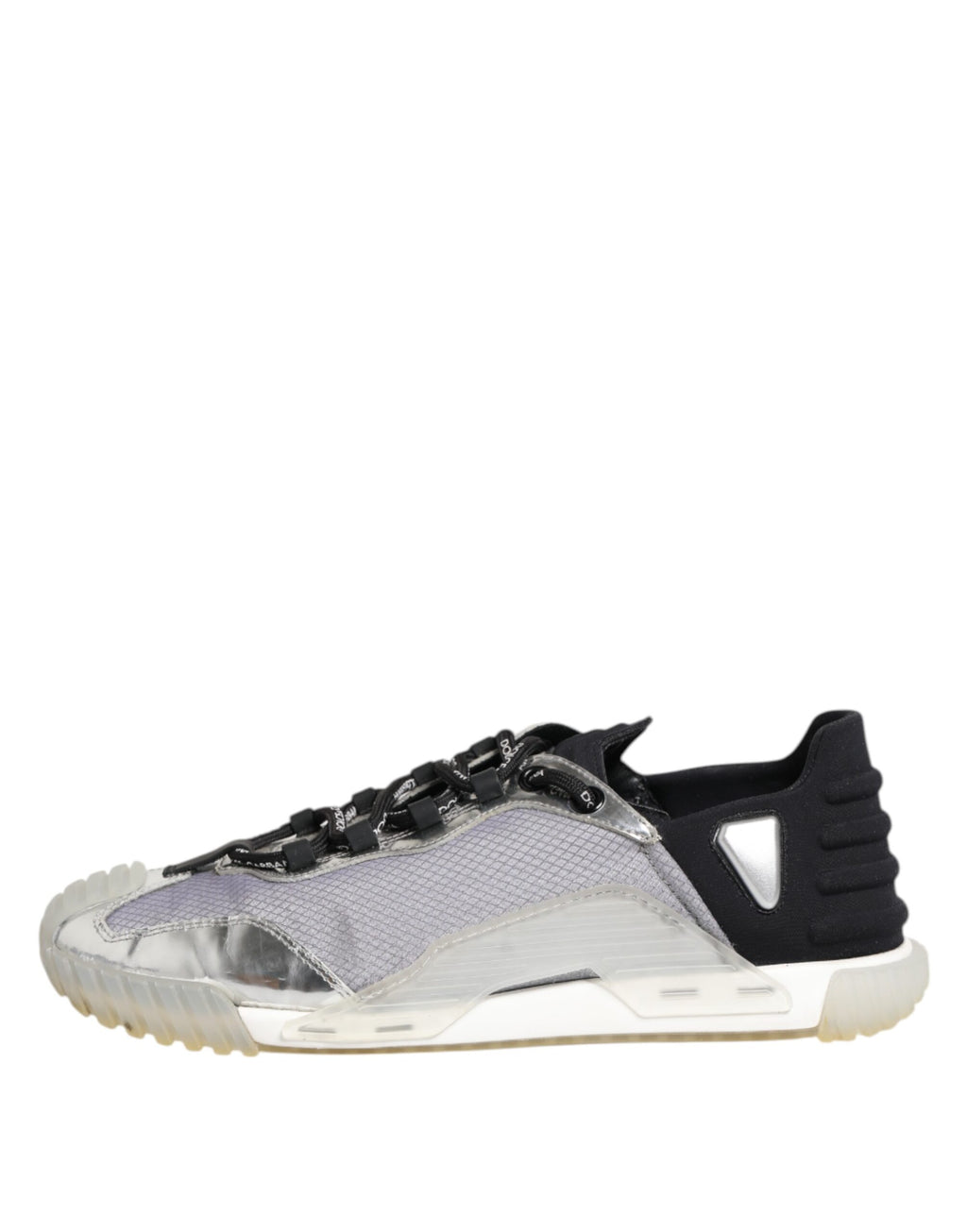Chaussures sneakers basses pour homme Dolce & Gabbana, noires avec détails argentés, style décontracté et élégant.