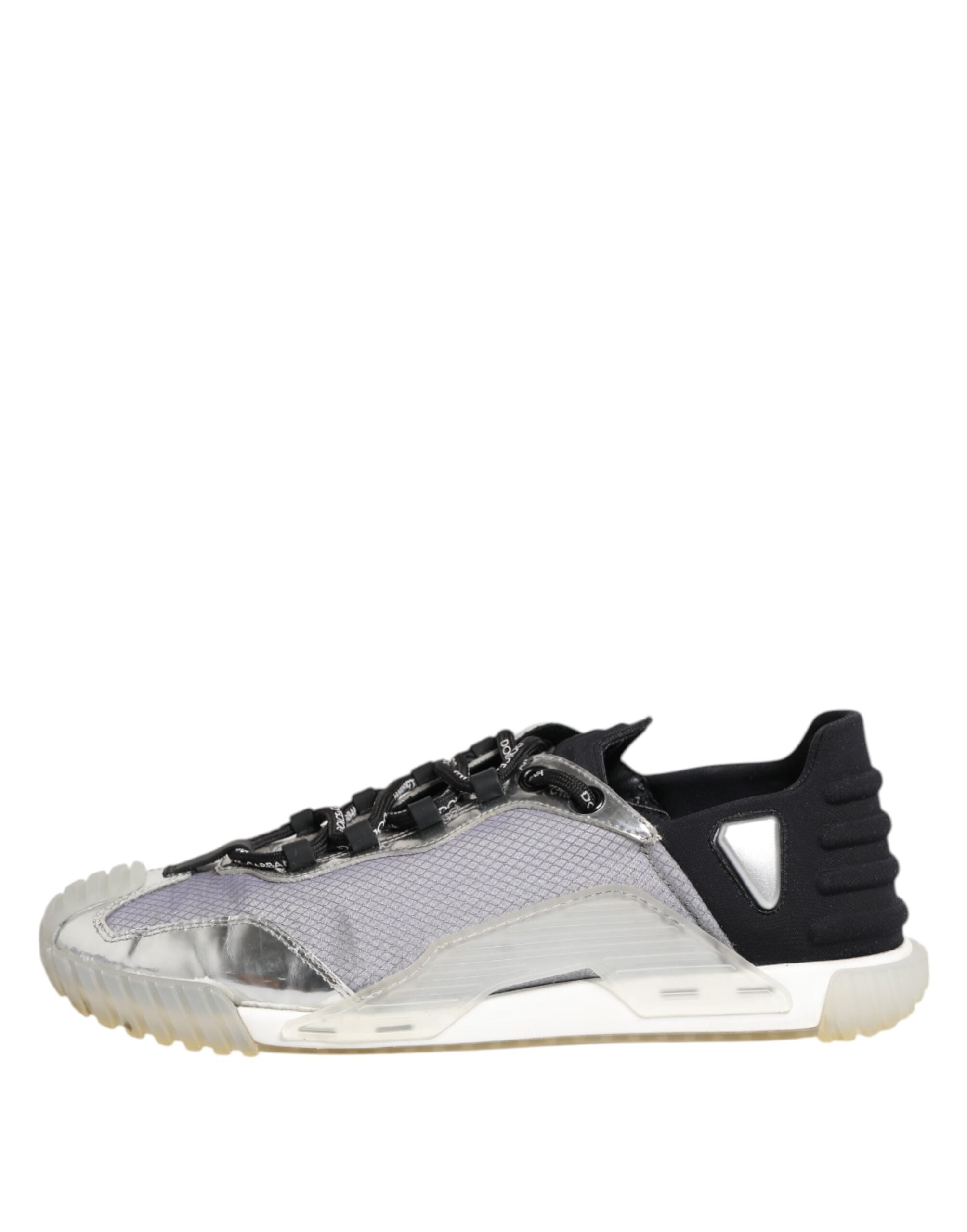 Chaussures sneakers basses pour homme Dolce & Gabbana, noires avec détails argentés, style décontracté et élégant.
