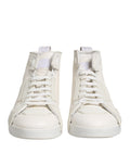 Chaussures sneakers mi-hautes en cuir blanc de Dolce & Gabbana, style moderne et élégant pour femmes ou hommes.