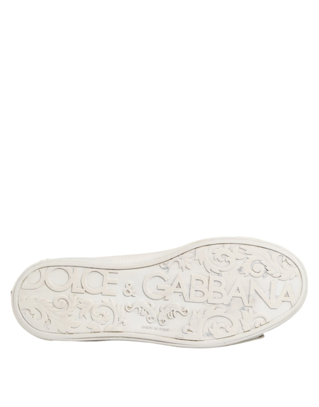 Chaussures sneakers Dolce & Gabbana en cuir blanc, baskets mi-hautes pour homme, vue de face.