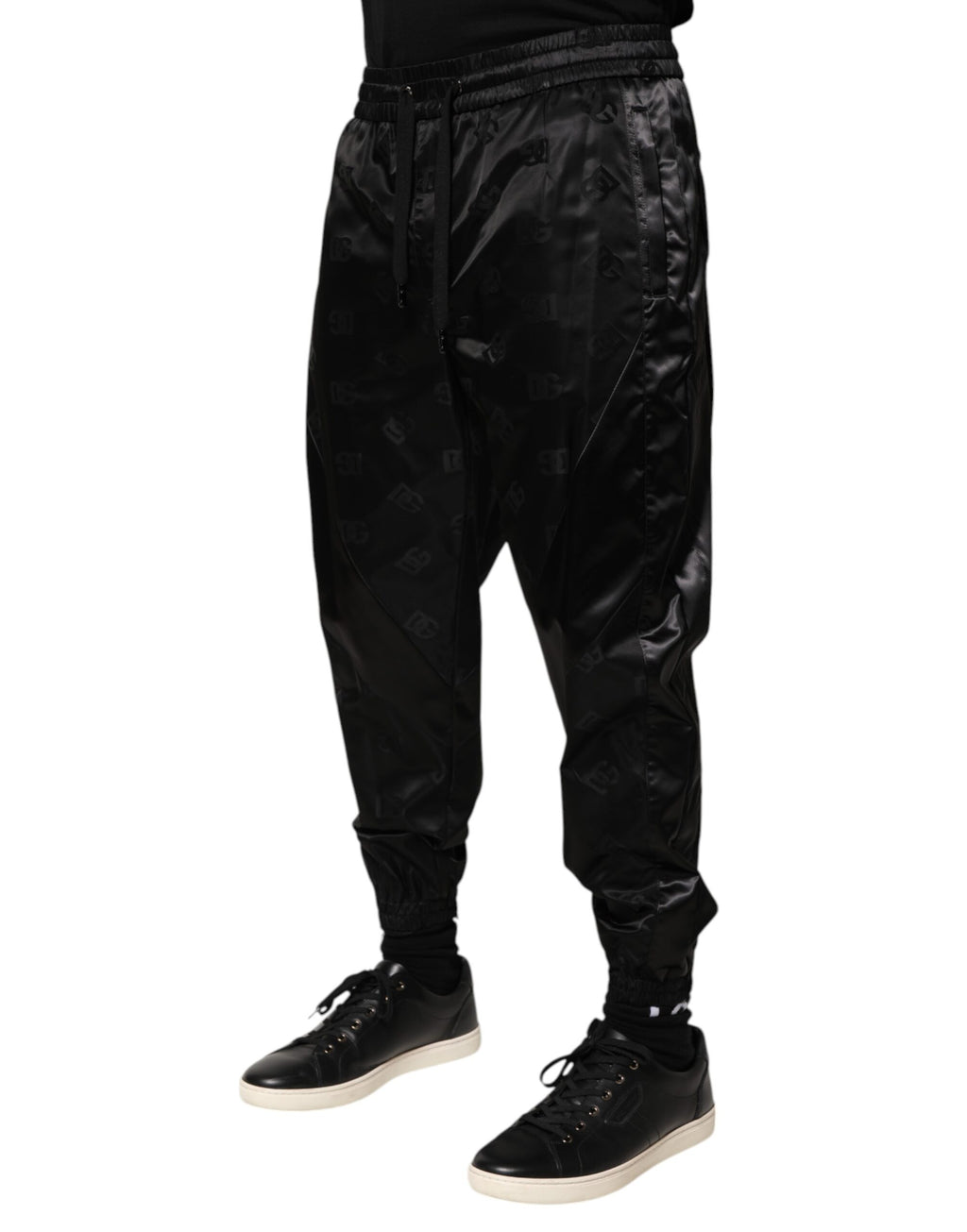 Pantalon jogger pour homme Dolce & Gabbana noir avec logo DG imprimé, style décontracté et confortable