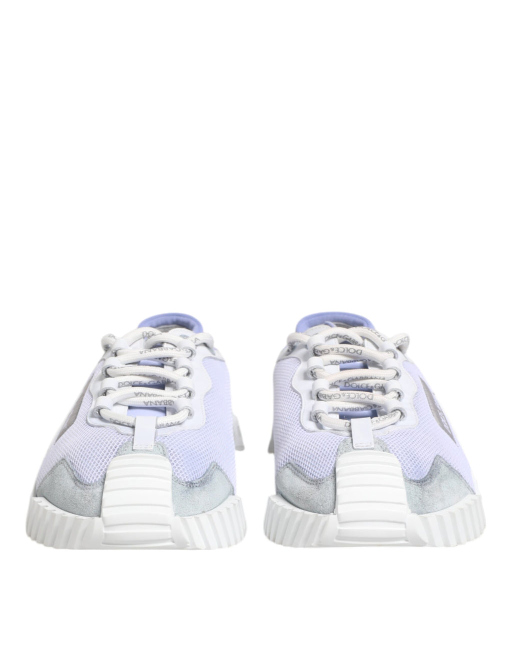 Chaussures basses Dolce & Gabbana NS1 en dentelle violette et blanche, baskets à lacets élégantes pour femmes.