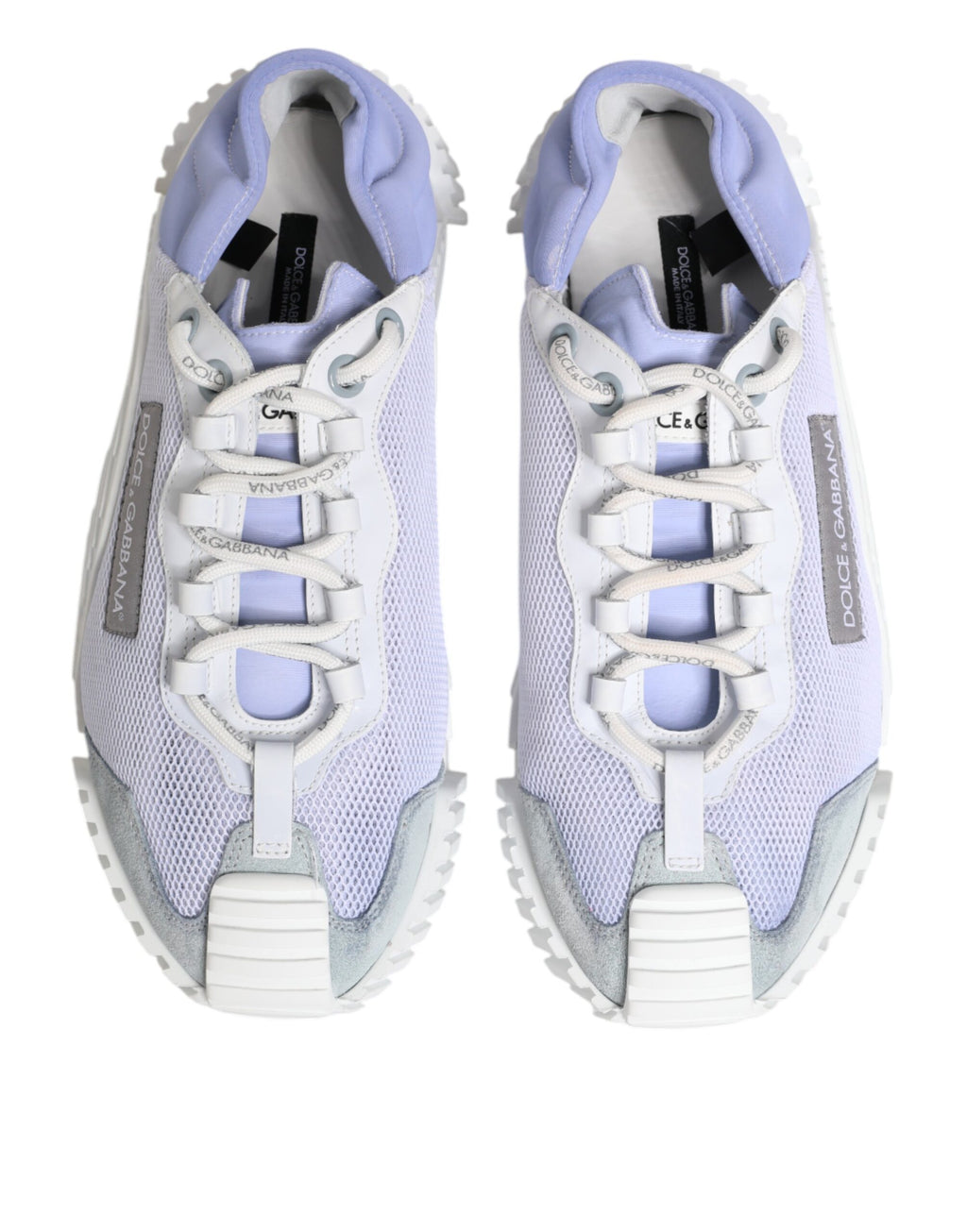Chaussures sneakers basses Dolce & Gabbana en dentelle violette et blanche, style décontracté et élégant.