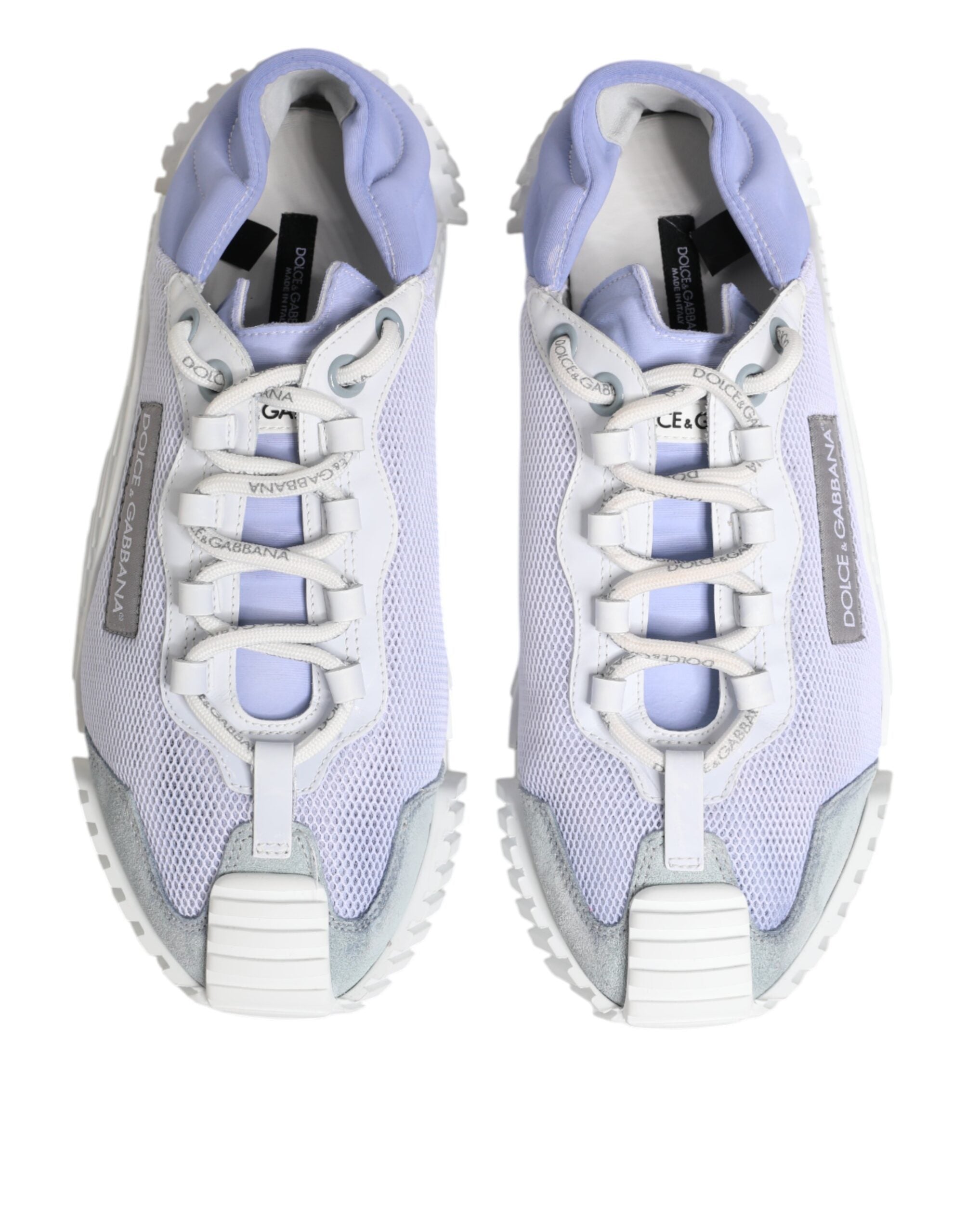 Chaussures sneakers basses Dolce & Gabbana en dentelle violette et blanche, style décontracté et élégant.