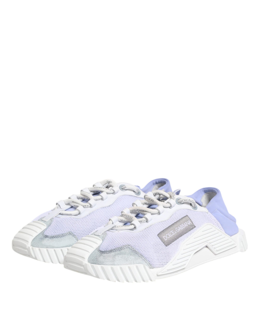 Chaussures basses Dolce & Gabbana NS1 en dentelle violette et blanche avec laçage, sneakers élégants et confortables.