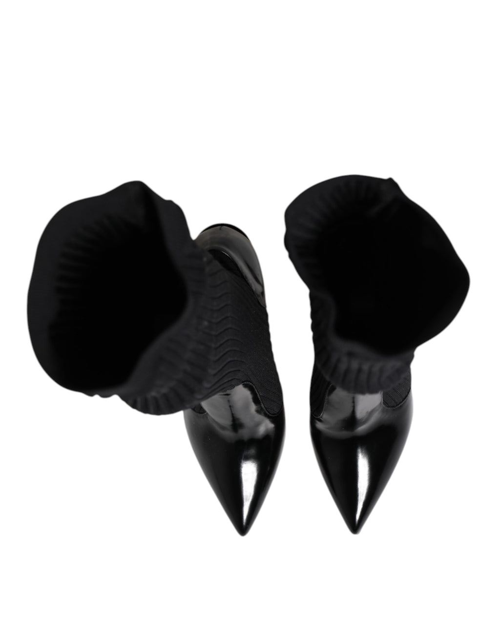 Bottes en cuir noir à rayures et talons pour femmes de Dolce & Gabbana, style élégant et moderne