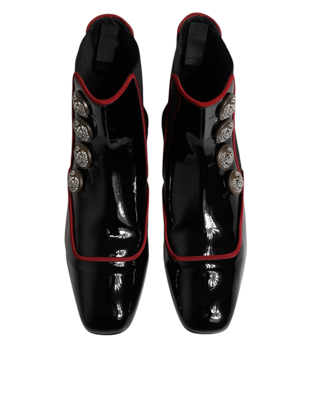 Bottes Chelsea noires Dolce & Gabbana Jackie avec boutons, style élégant en cuir pour femmes.