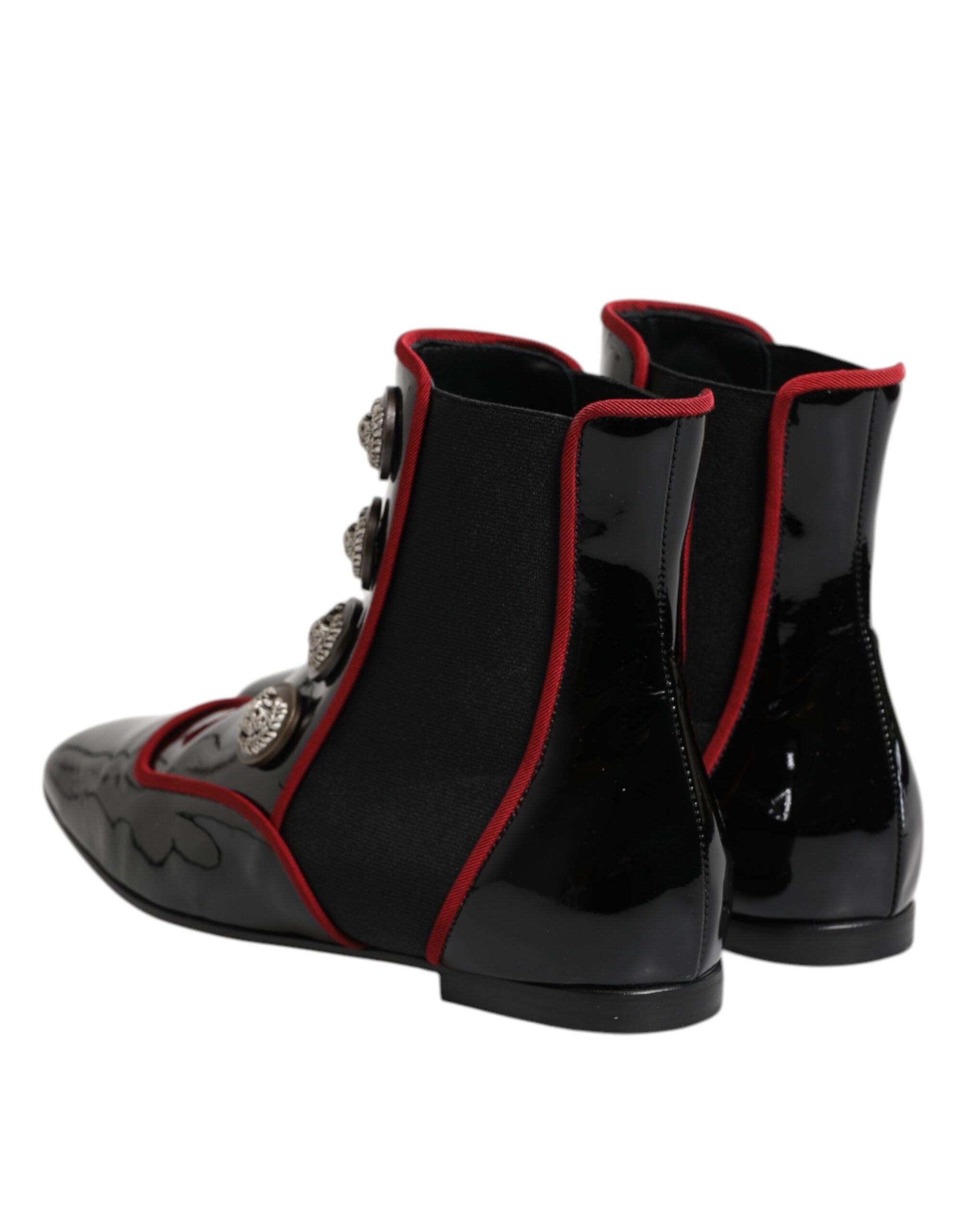 Bottines Chelsea noires Dolce & Gabbana Jackie avec boutons, chaussures élégantes en cuir pour femmes