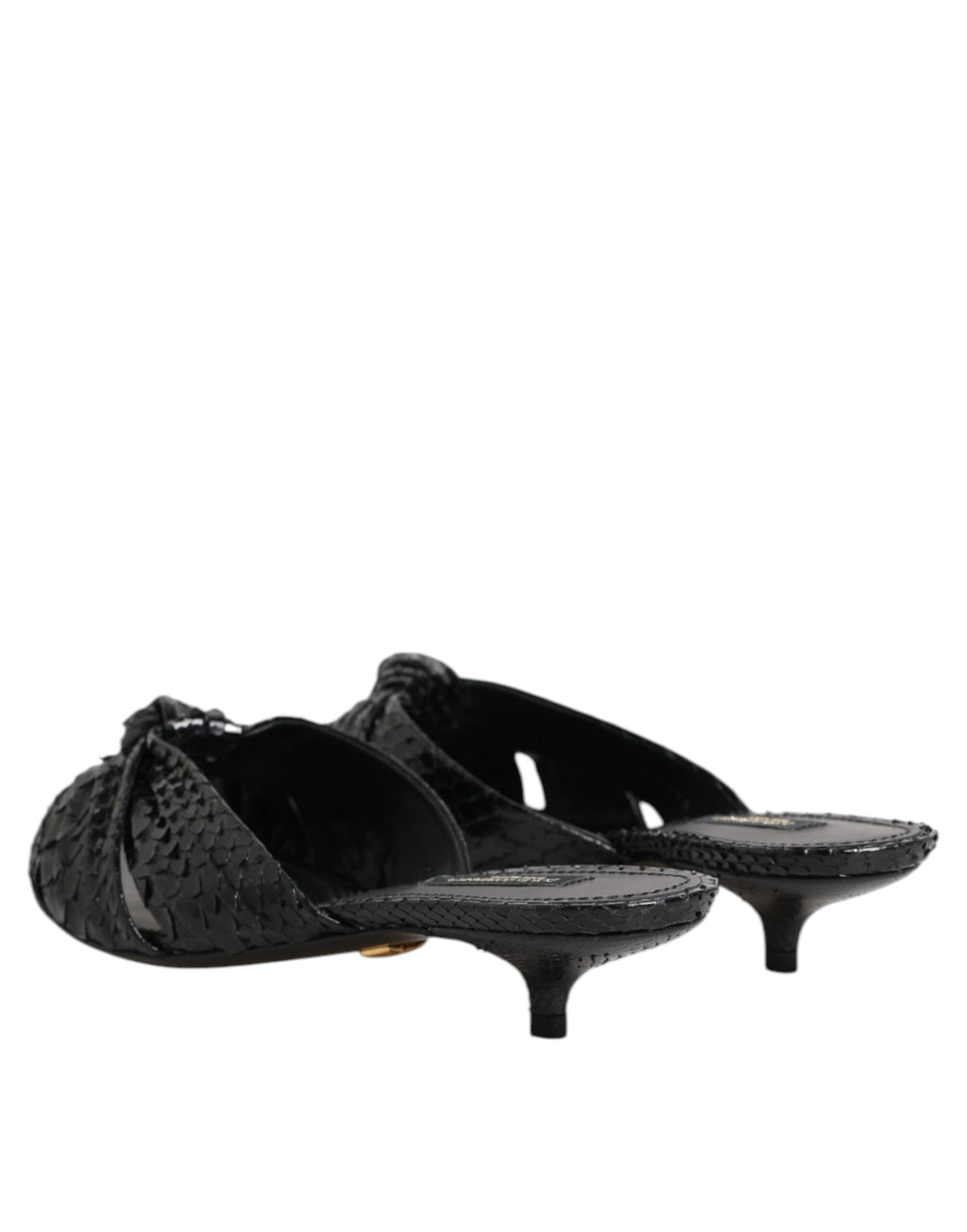 Sandales à talons en cuir noir de Dolce & Gabbana, chaussures à slides élégantes avec design sophistiqué.