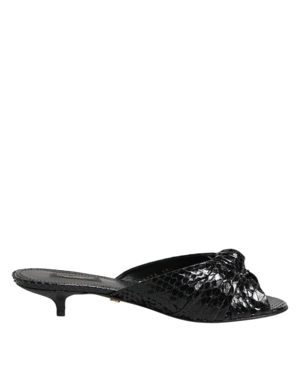 Sandales à talons noires en cuir Dolce & Gabbana, chaussures élégantes pour femmes avec semelles ouvertes et design sophistiqué.