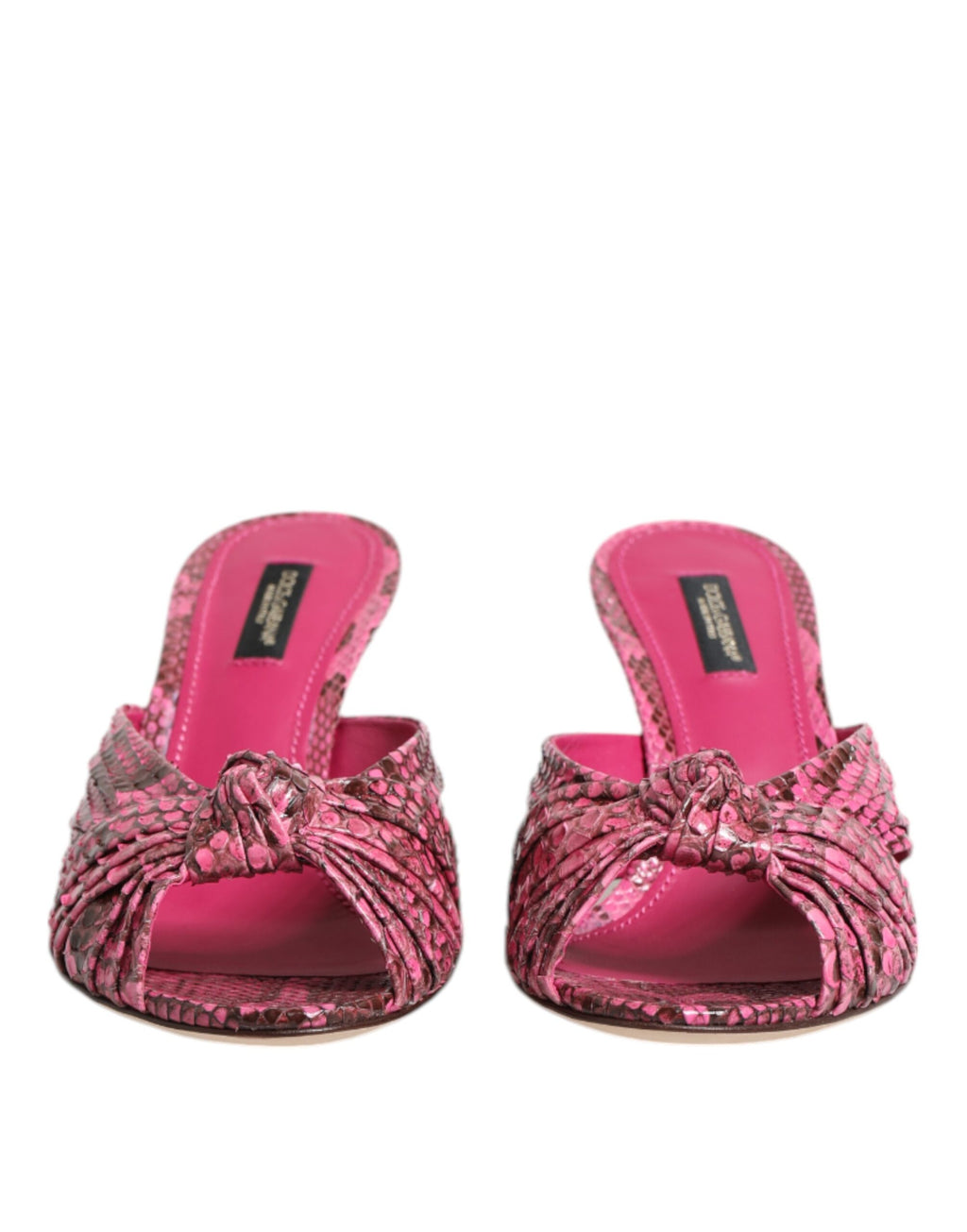 Sandales à talons roses en cuir Dolce & Gabbana, chaussures à slides élégantes avec semelle confortable et design sophistiqué.