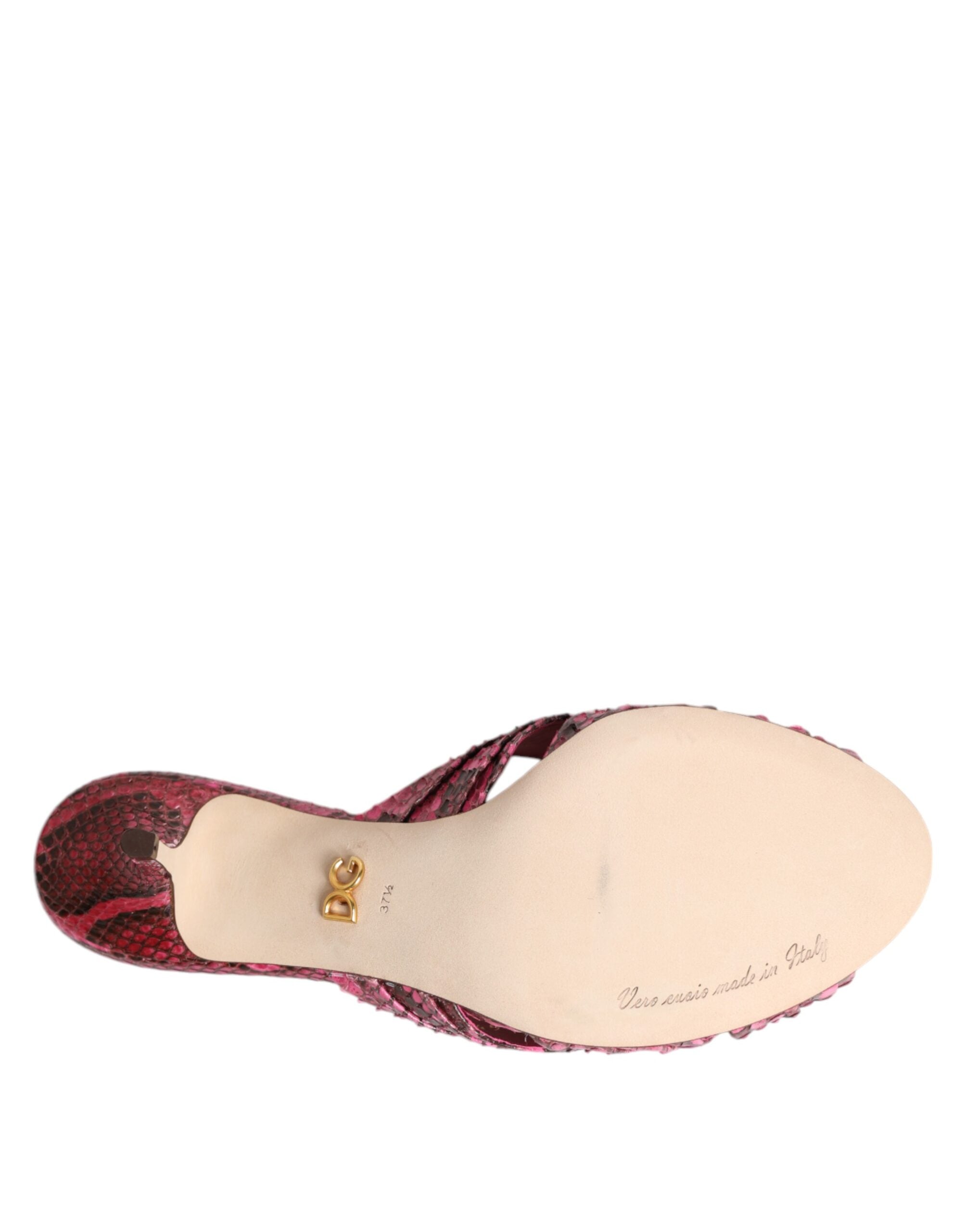 Sandales à talons roses en cuir de Dolce & Gabbana, chaussures élégantes à slips avec semelle confortable.