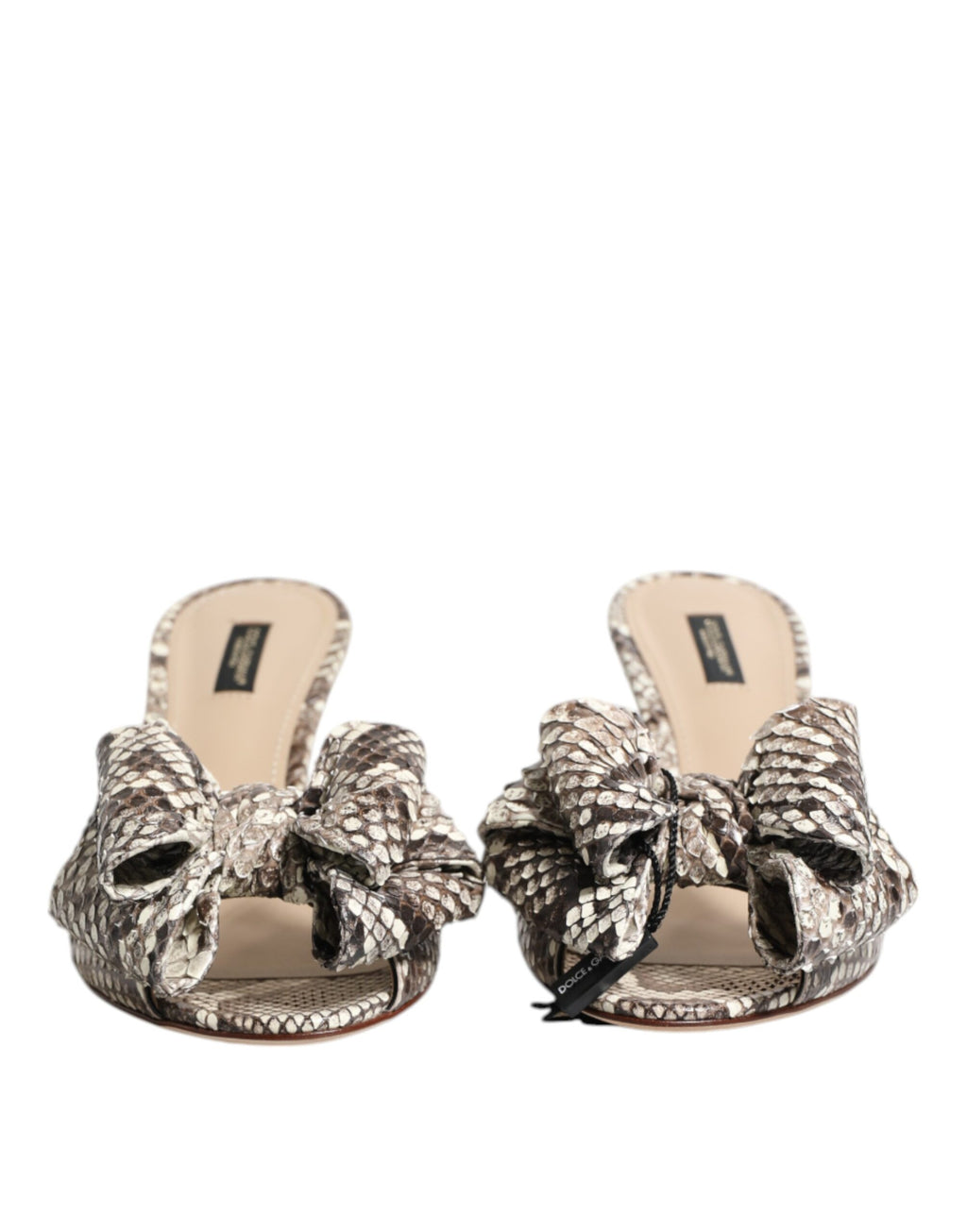 Mules à bout ouvert Dolce & Gabbana Keira Bow en cuir multicolore, style élégant avec détails de nœud.