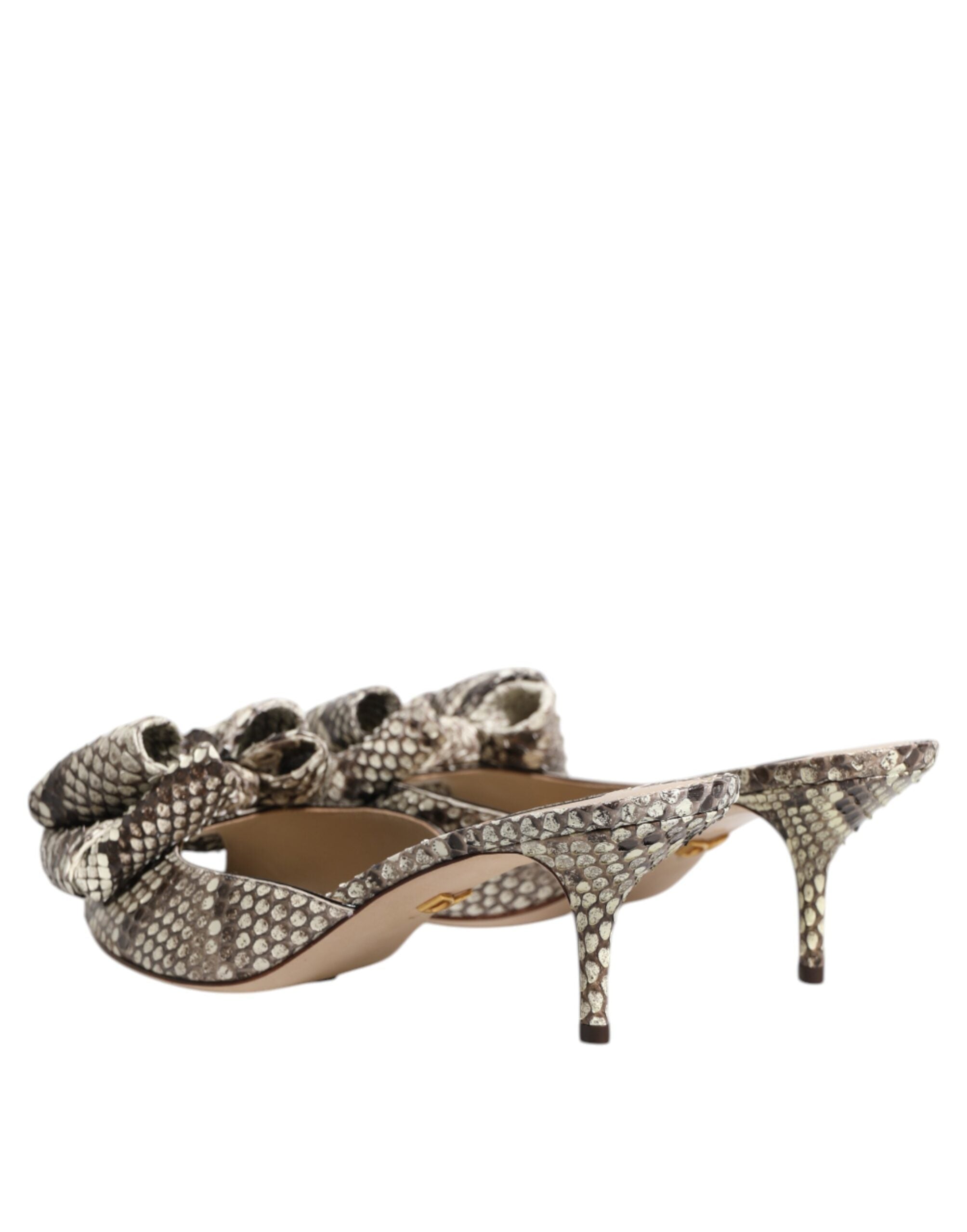 Mules Dolce & Gabbana Keira Bow en cuir multicolore avec bout pointu et ouverture peep toe, élégantes et sophistiquées.