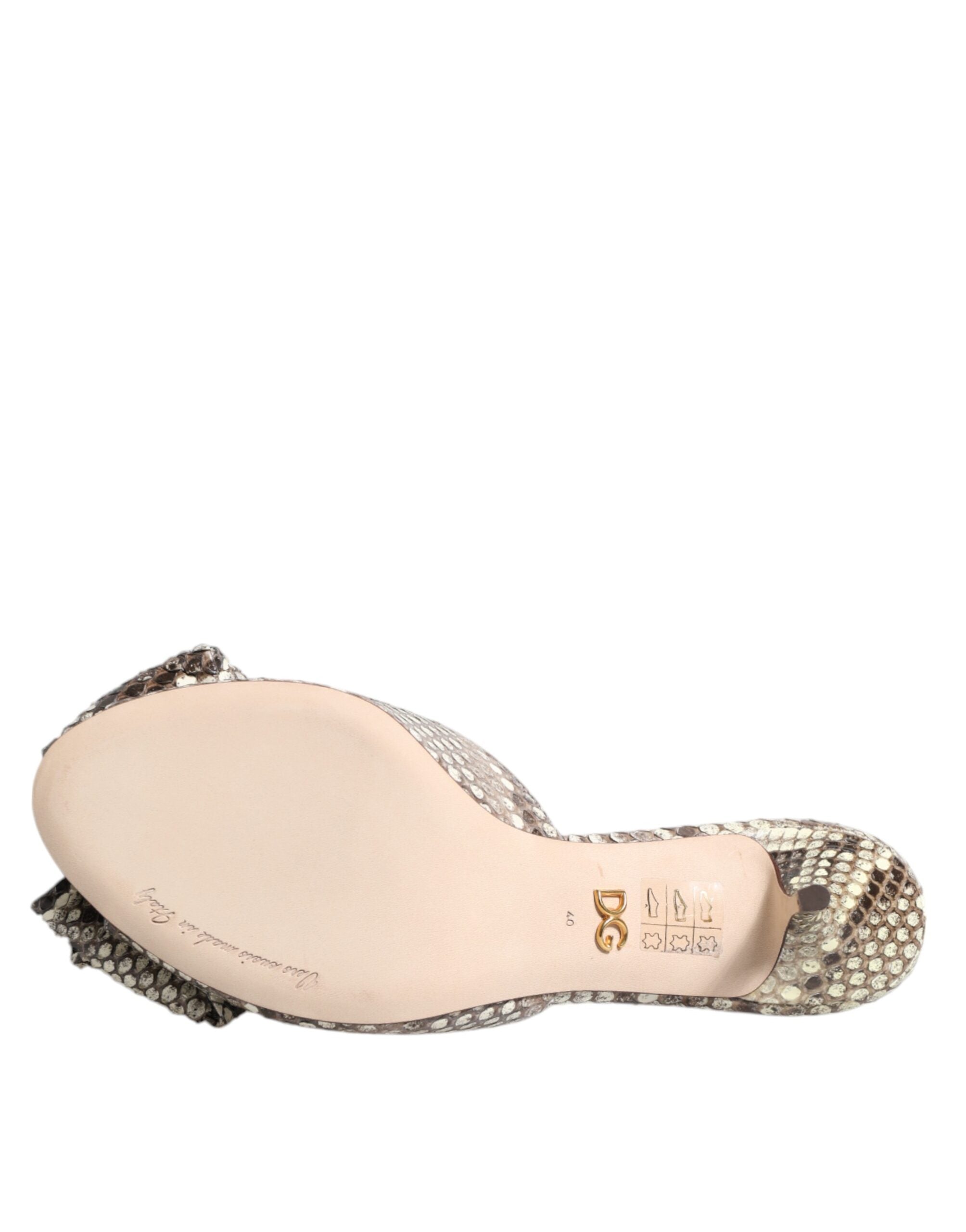 Mules Dolce & Gabbana Keira Bow en cuir multicolore avec bout ouvert, style élégant et sophistiqué.