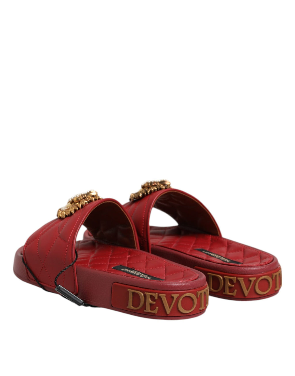 Sandales en cuir matelassé rouge Dolce & Gabbana Devotion, chaussures élégantes et confortables pour femmes.