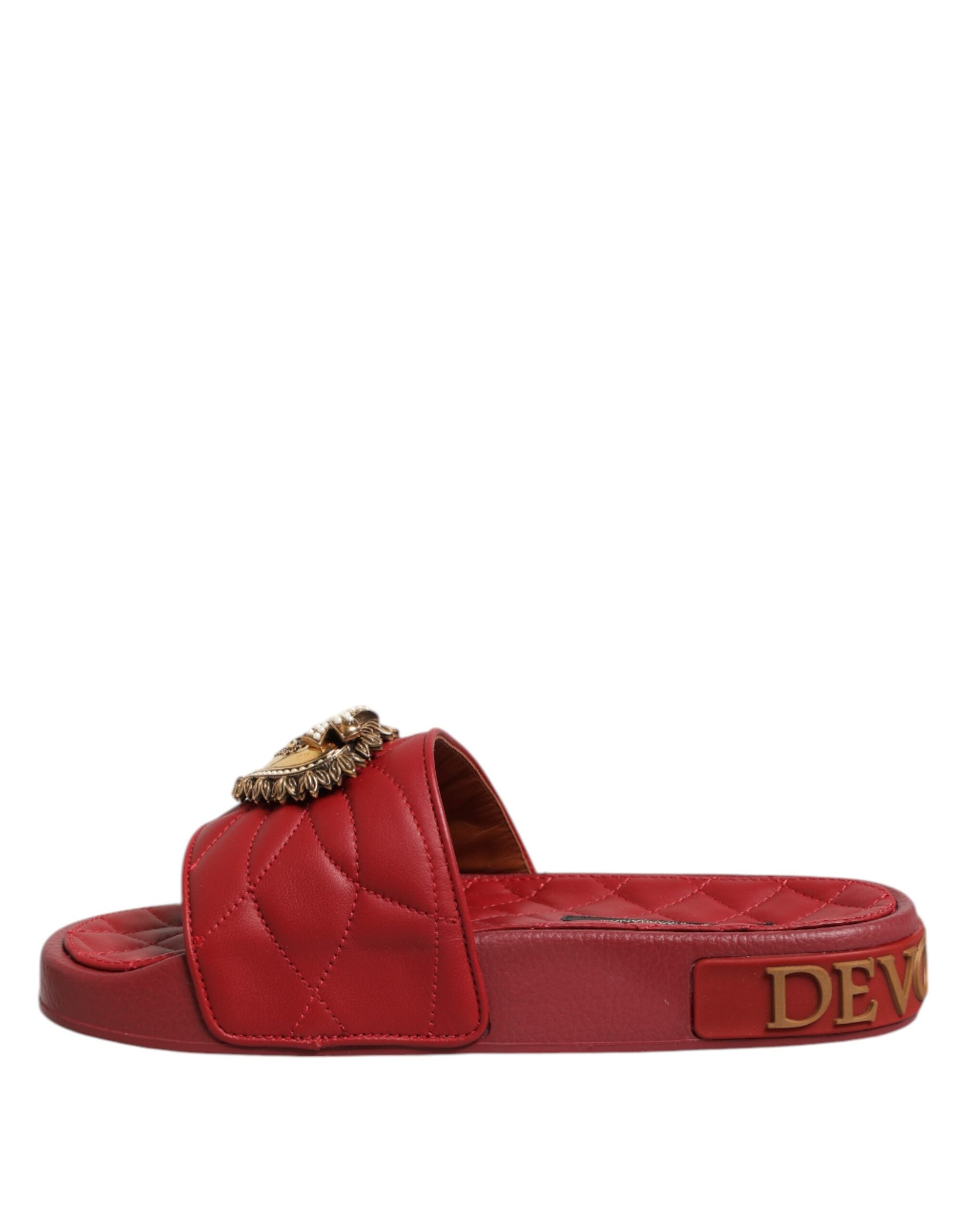 Sandales en cuir matelassé rouge Dolce & Gabbana Devotion, chaussures élégantes pour femme.