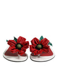 Sandales en cuir Dolce & Gabbana KEIRA à fleurs rouges et blanches, chaussures élégantes pour femmes.