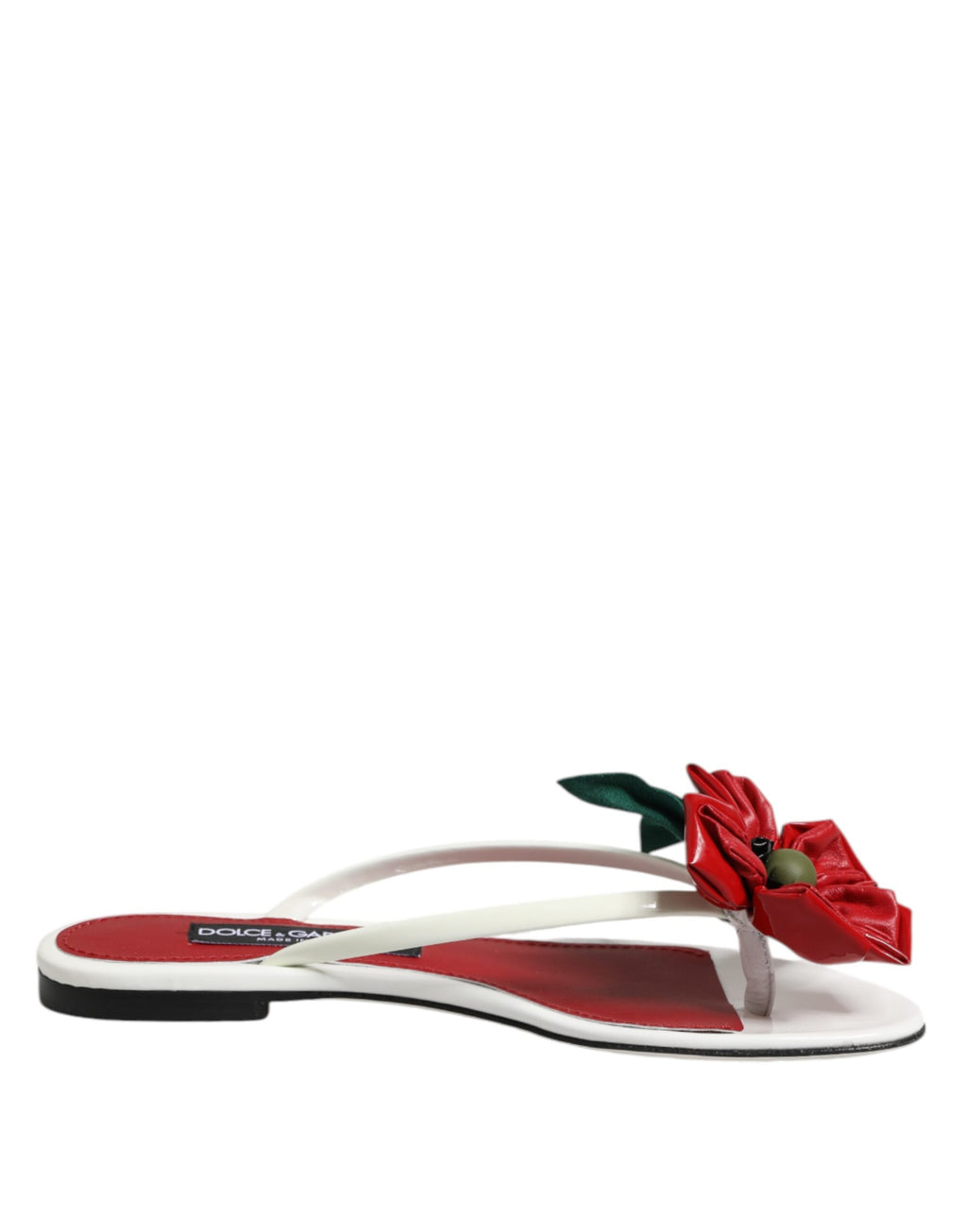 Sandales en cuir Dolce & Gabbana KEIRA à fleurs rouges et blanches, chaussures élégantes pour femmes.
