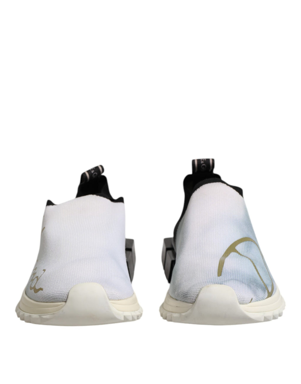 Chaussures sneakers basses Dolce & Gabbana Sorrento blanches et noires, style décontracté, vue de face sur fond blanc.