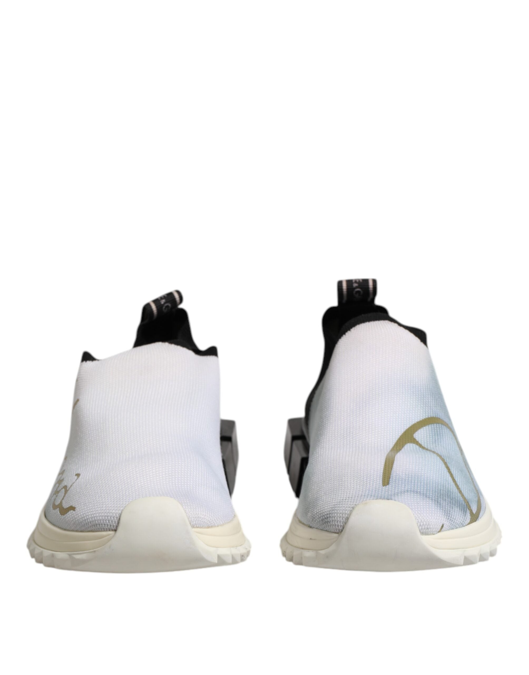 Chaussures sneakers basses Dolce & Gabbana Sorrento blanches et noires, style décontracté, vue de face sur fond blanc.