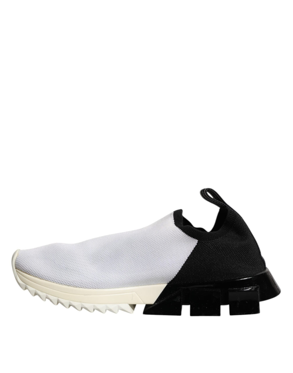 Chaussures sneakers basses Dolce & Gabbana Sorrento blanches et noires, style décontracté, vue de face.