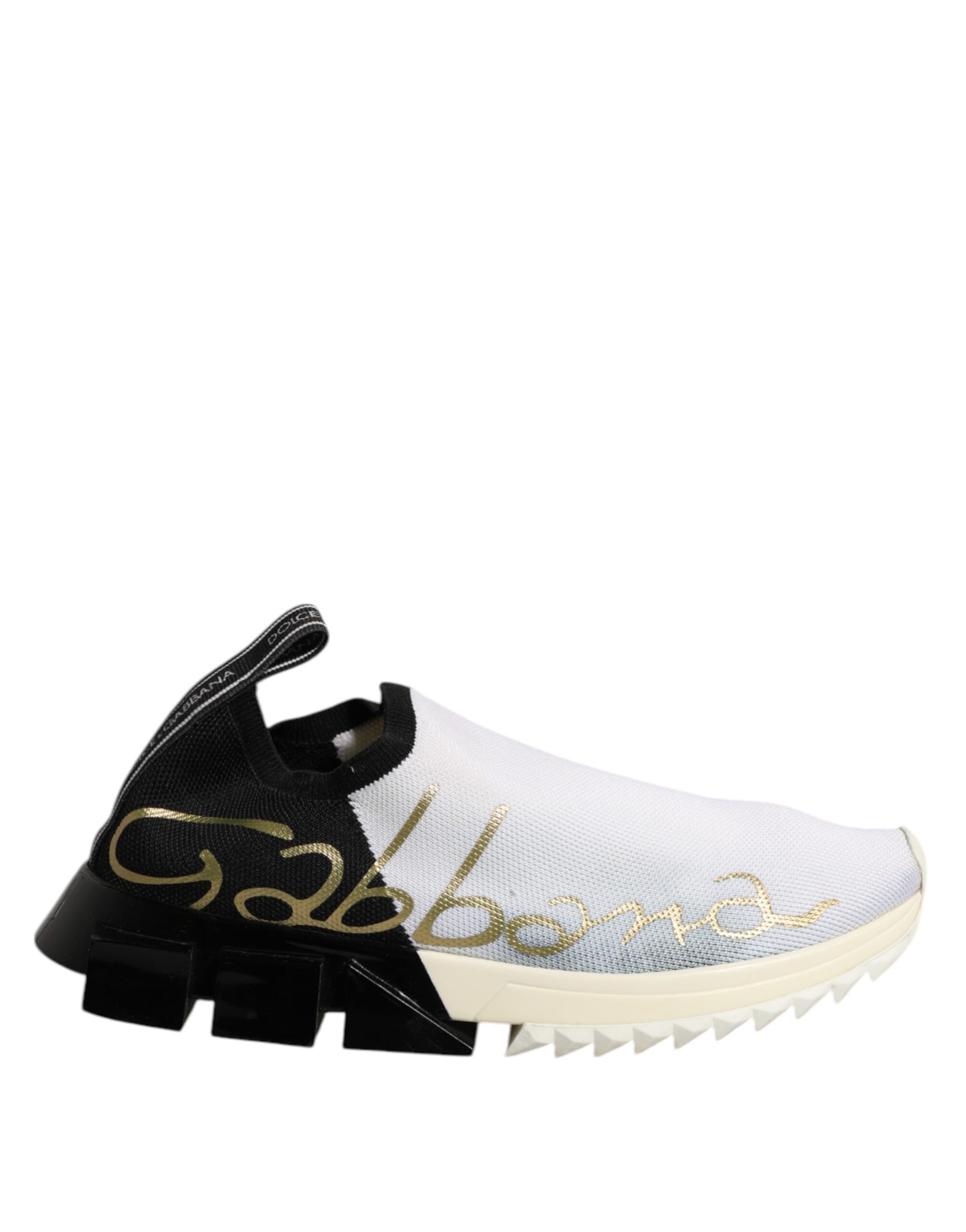 Chaussures sneakers basses Dolce & Gabbana Sorrento blanches et noires, style décontracté, vue de face.