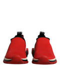 Chaussures Dolce & Gabbana Sorrento rouges, baskets slip-on basses en cuir avec semelle blanche, vue de face