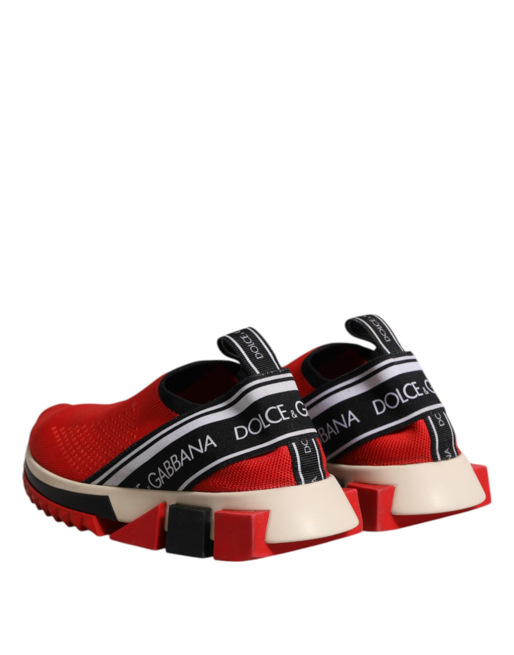 Chaussures sneakers basses Dolce & Gabbana Sorrento rouges à enfiler, style décontracté et moderne, vue de face.