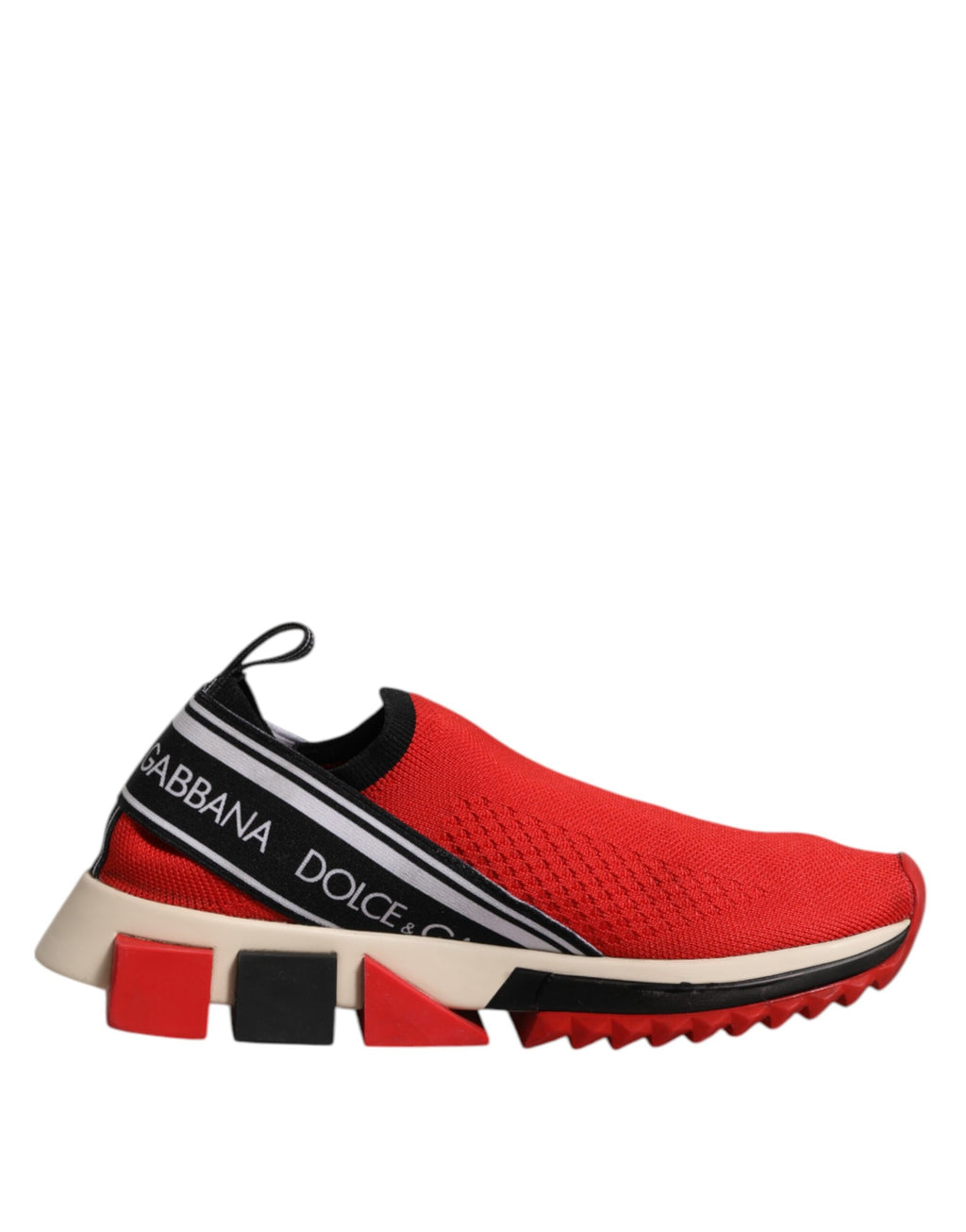 Chaussures Dolce & Gabbana Sorrento rouges, baskets basses Slip On pour homme, vue de face.
