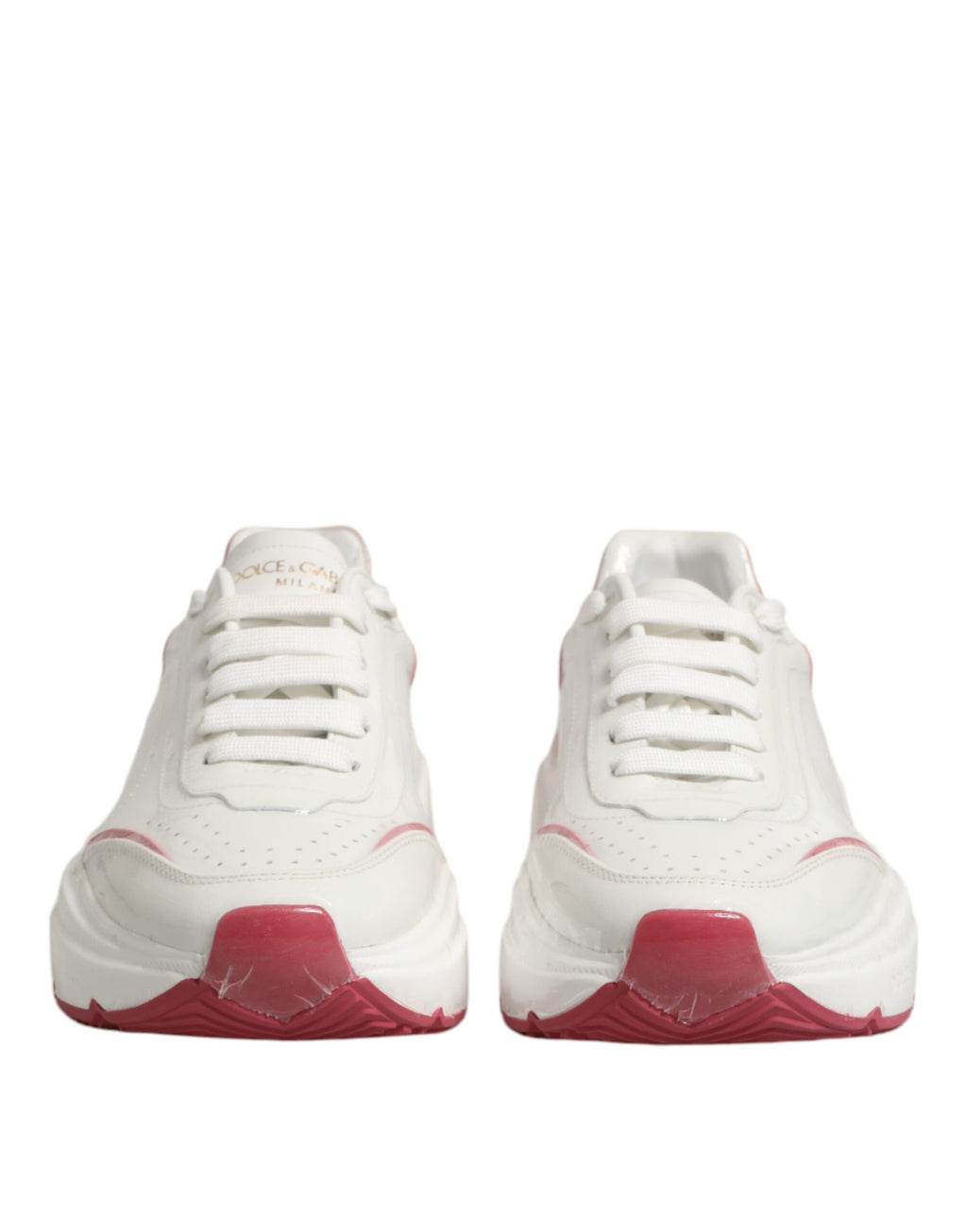 Chaussures sneakers basses Dolce & Gabbana Daymaster blanches et roses, modernes et élégantes pour femmes.