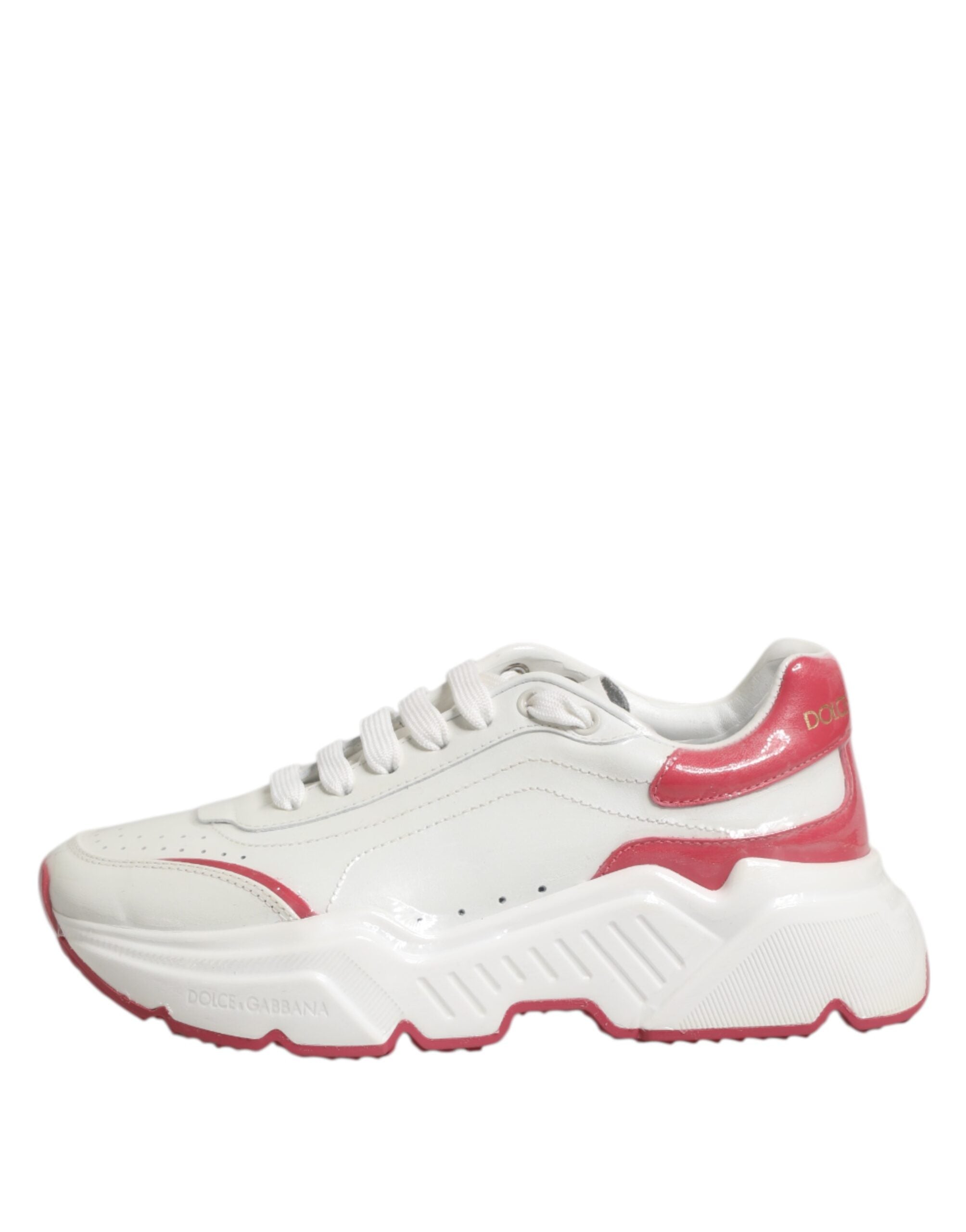 Baskets basses blanches et roses Dolce & Gabbana Daymaster, chaussures de sport élégantes pour femmes avec design coloré.