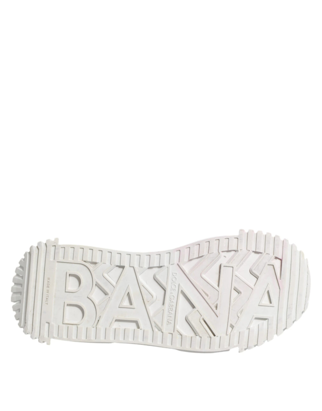 Chaussures sneakers basses blanches Dolce & Gabbana NS1 en dentelle avec laçage, vue de face.